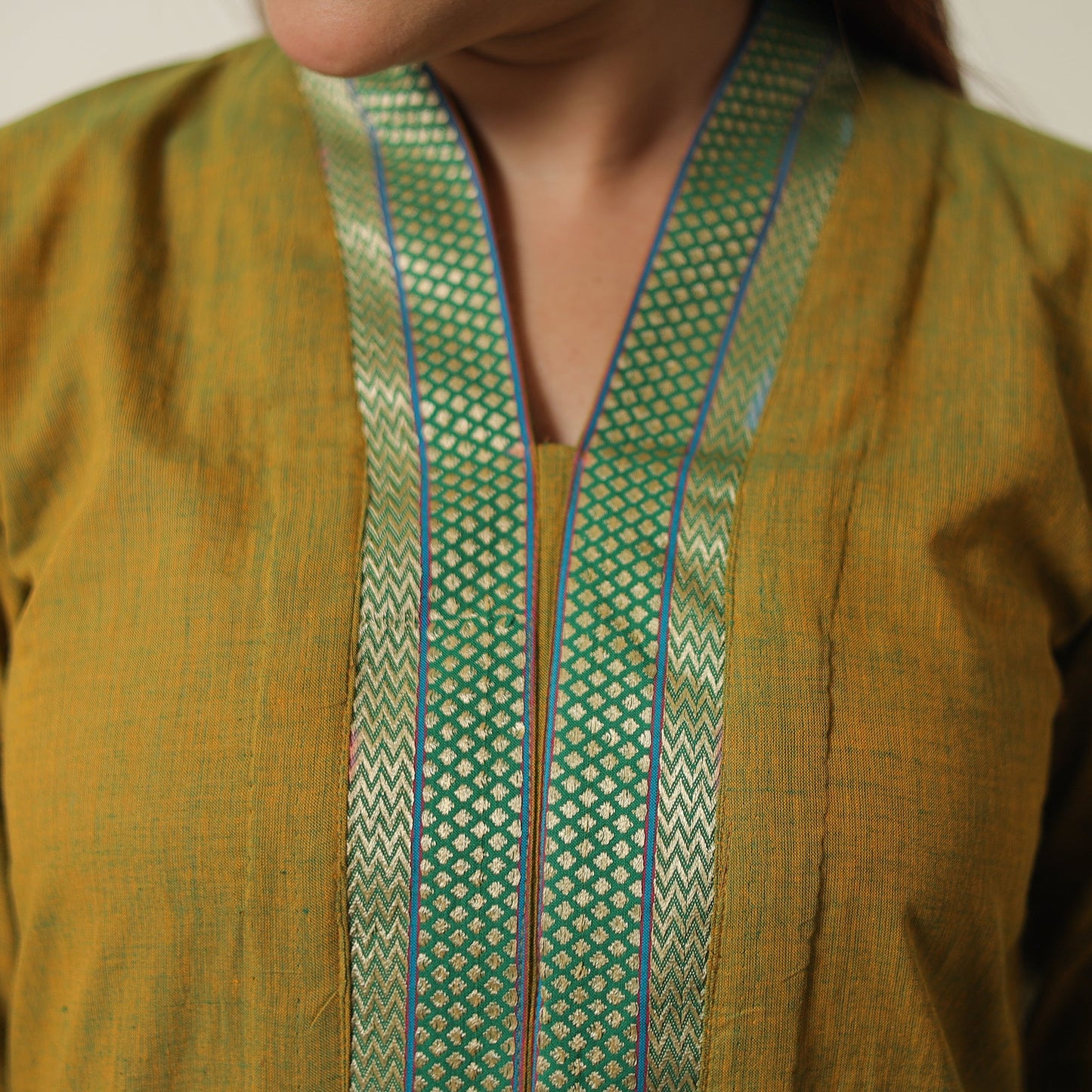 Buy Lime Green Dharwad Cotton Long Straight Kurta for Women