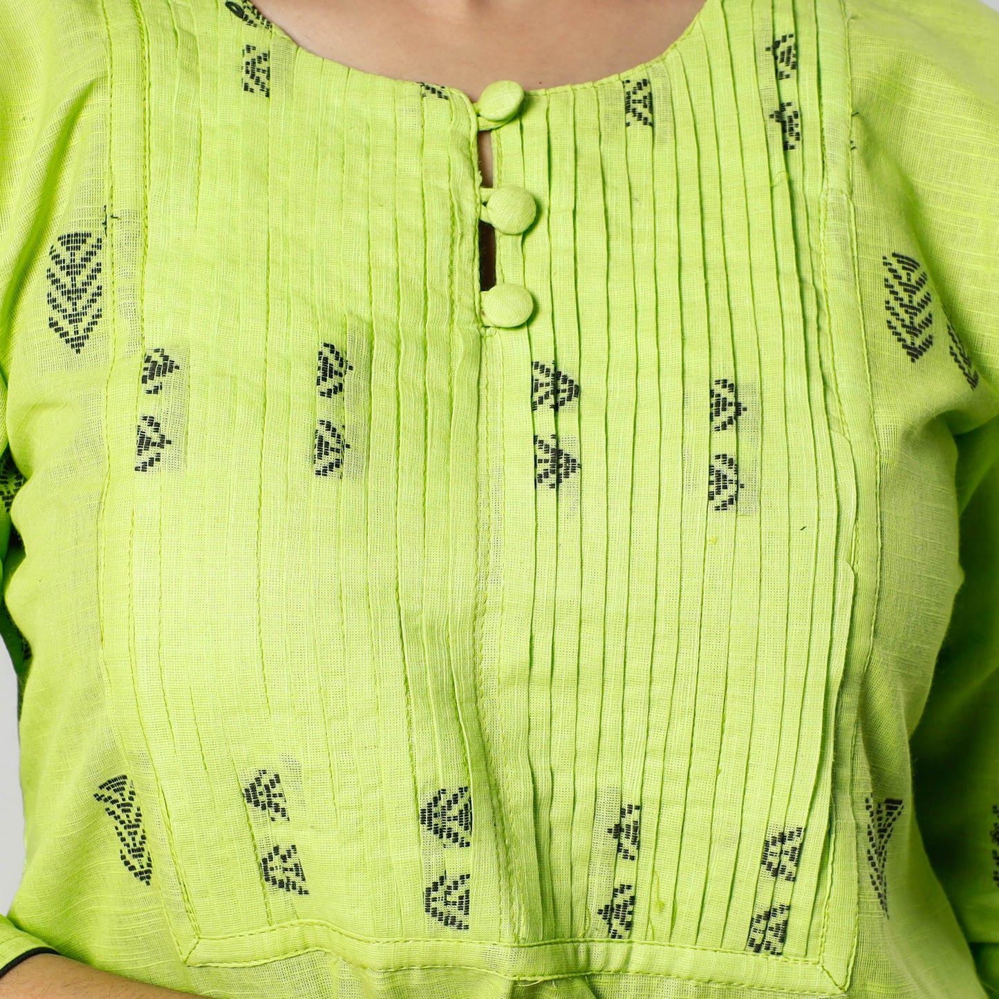 Buy Jacquard Cotton Pintuck Long Kurta for Women