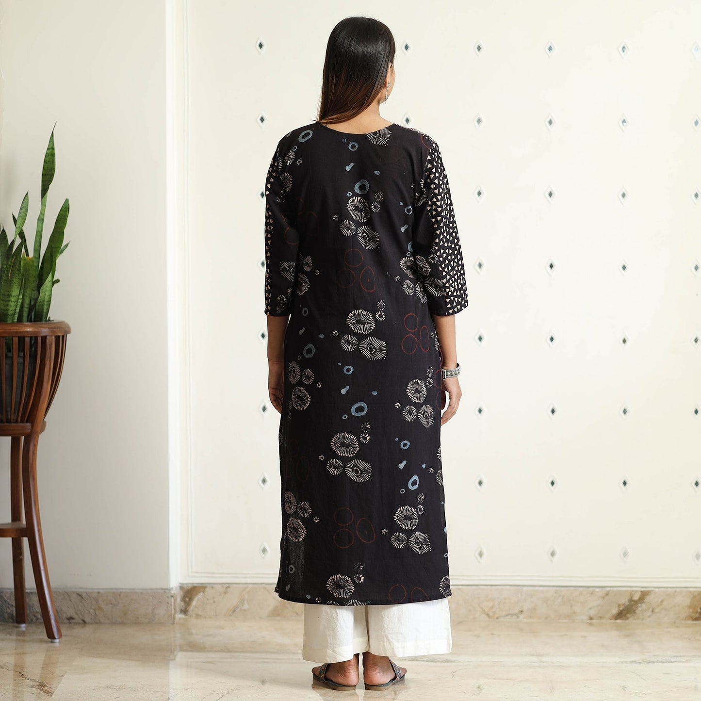 Limited Stock! Ajrakh Block Printed Cotton Straight Kurta for Women