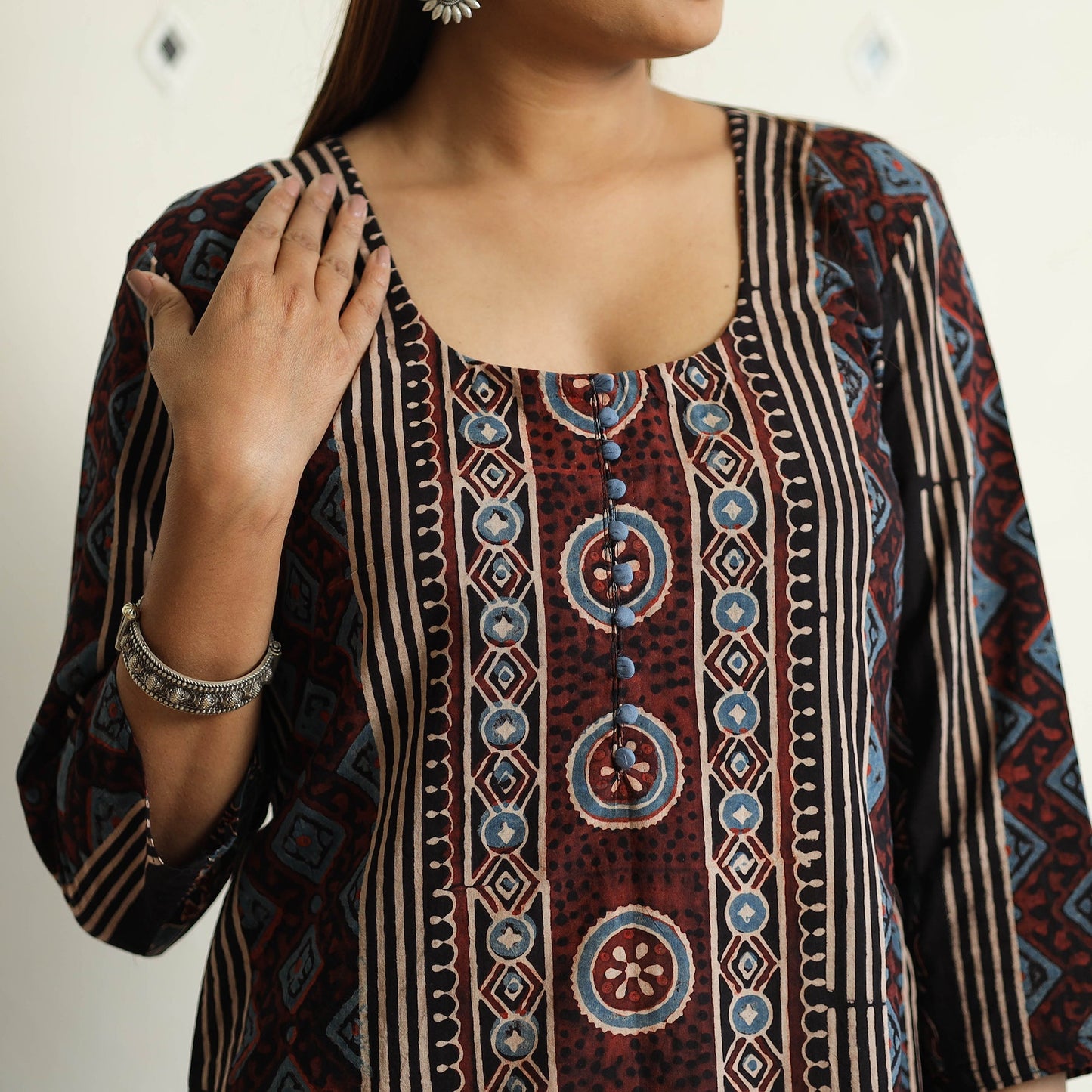 Limited Stock! Ajrakh Block Printed Cotton Straight Kurta