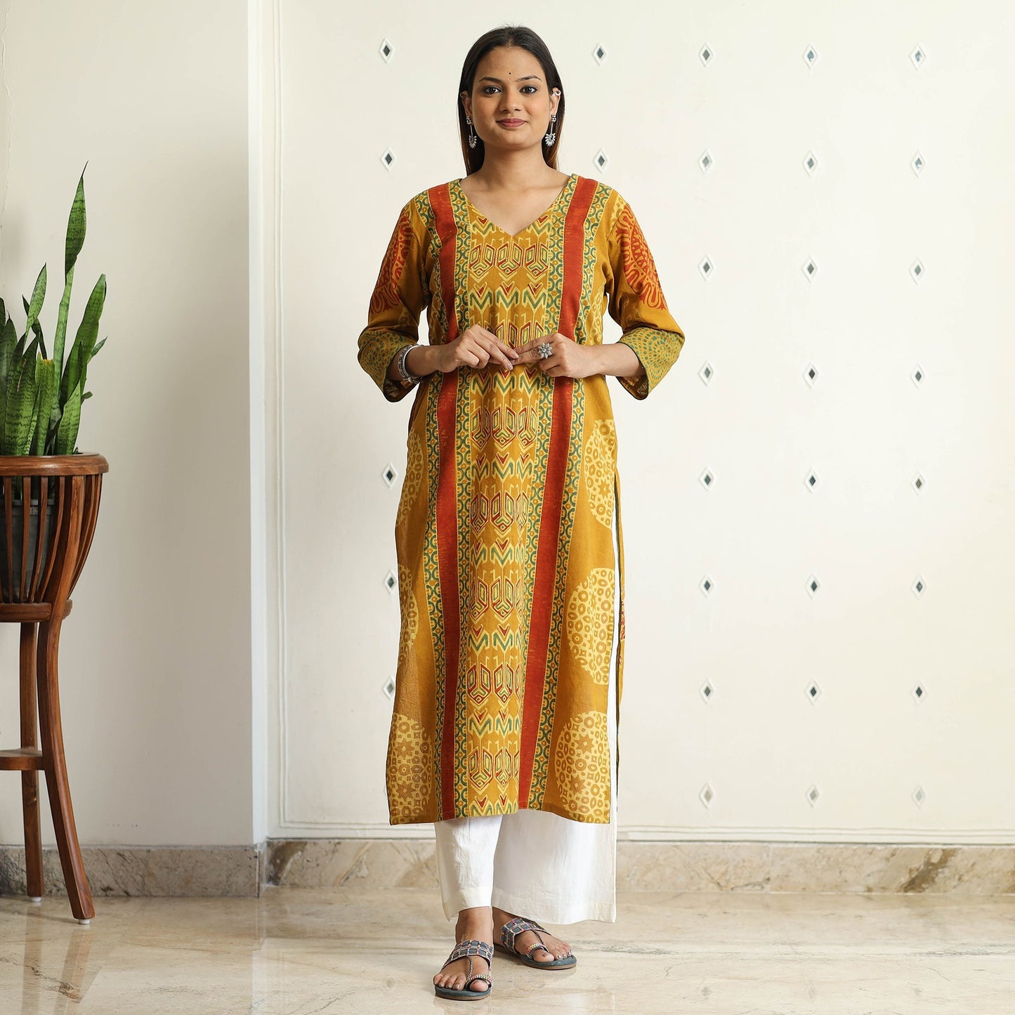 Limited Stock! Ajrakh Block Printed Cotton Straight Kurta