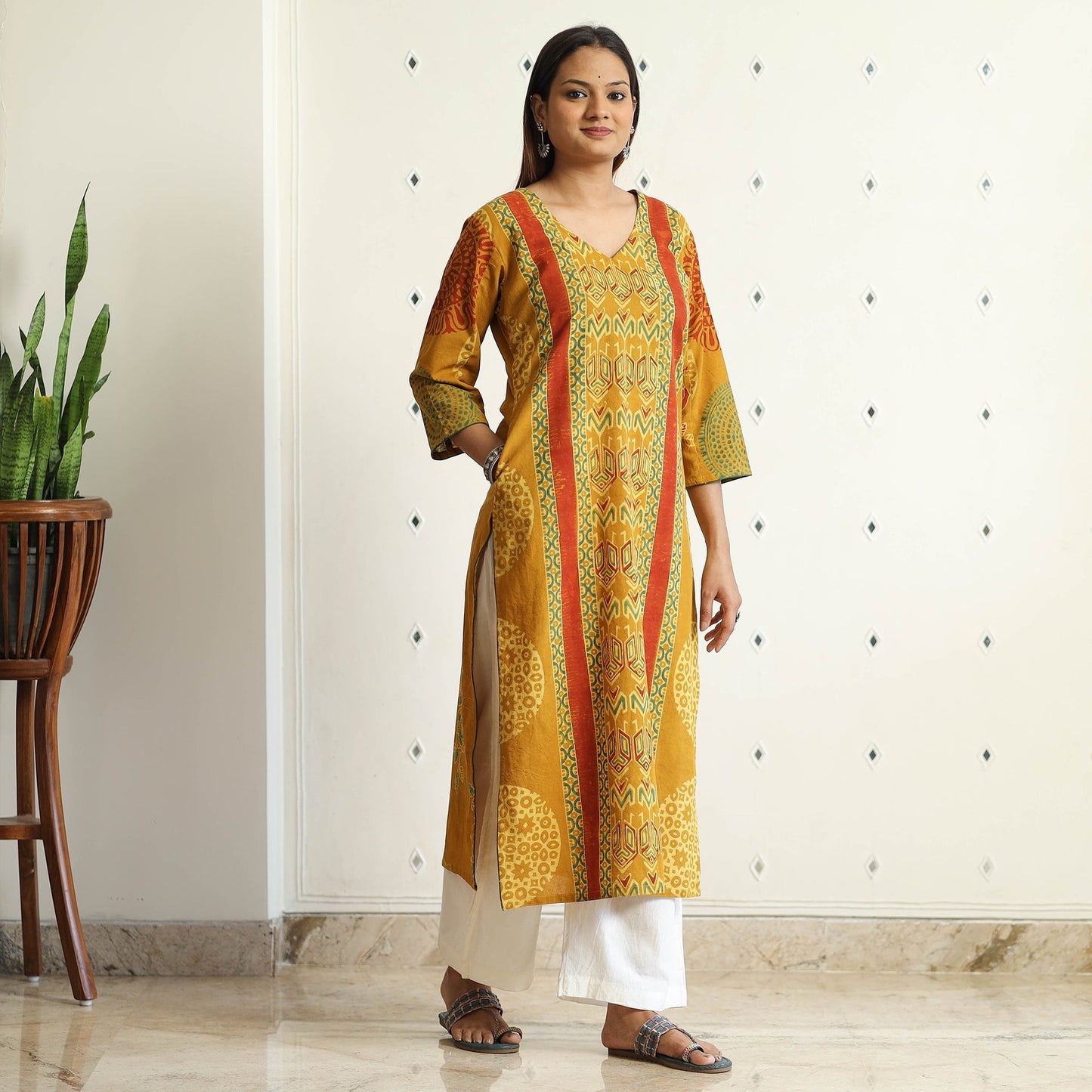 Limited Stock! Ajrakh Block Printed Cotton Straight Kurta