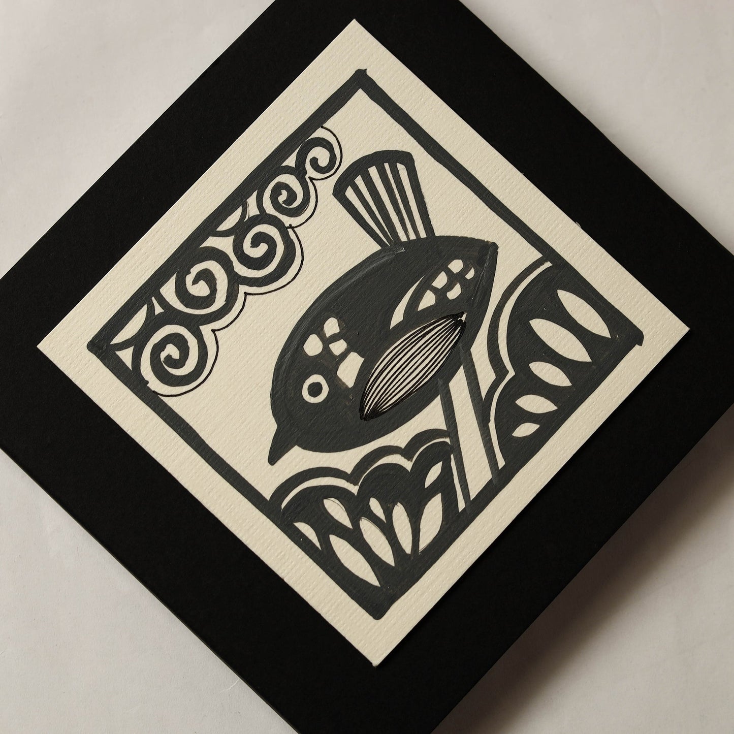 Little bird - handpainted handmade paper diary 09