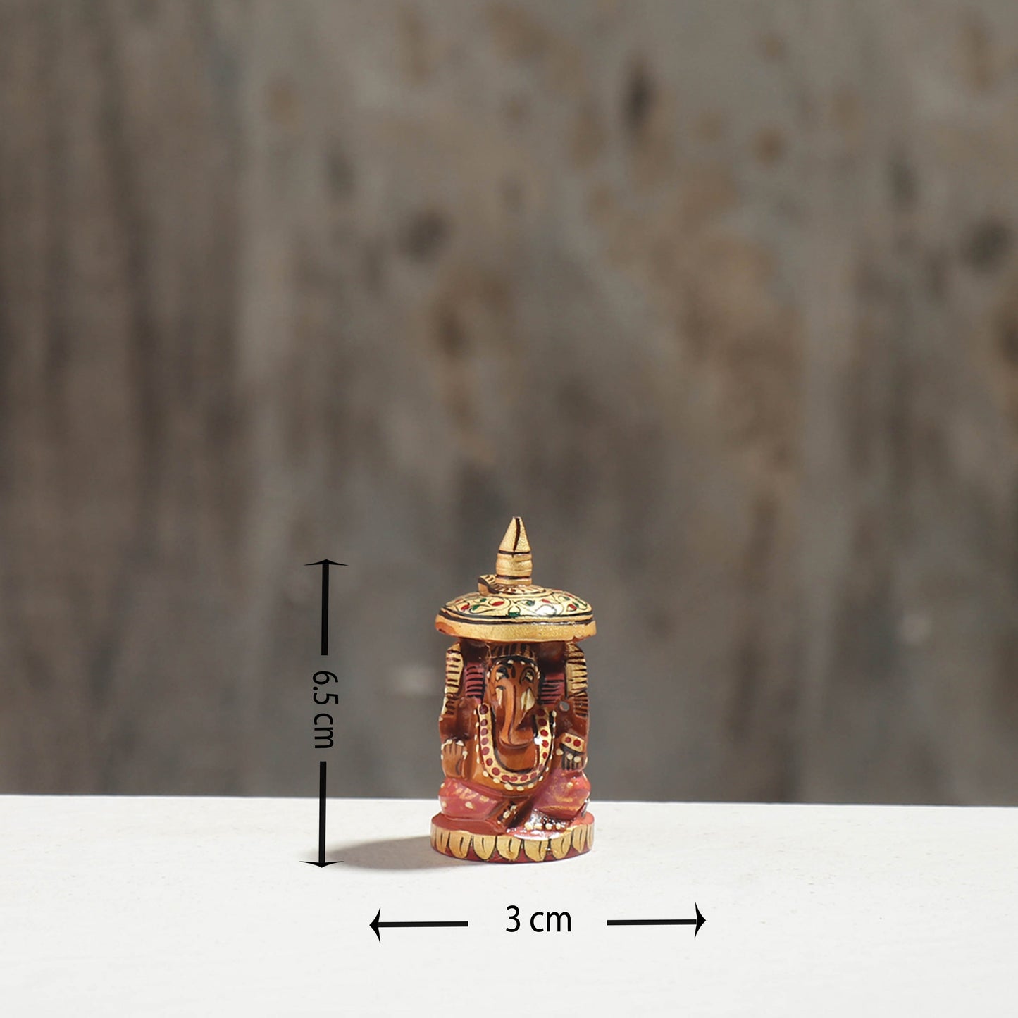 Lord Ganesha - Hand Carved Kadam Wood Handpainted Sculpture