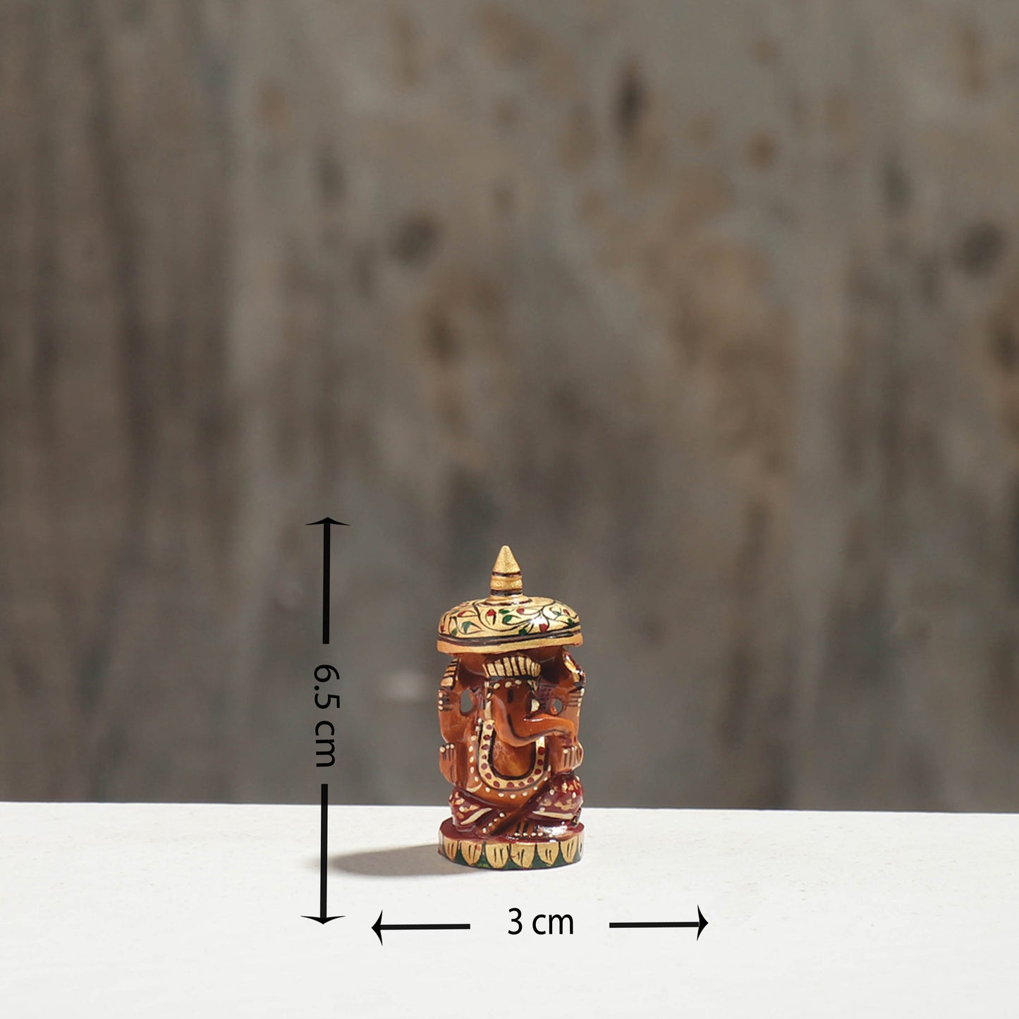 Lord Ganesha - Hand Carved Kadam Wood Handpainted Sculpture