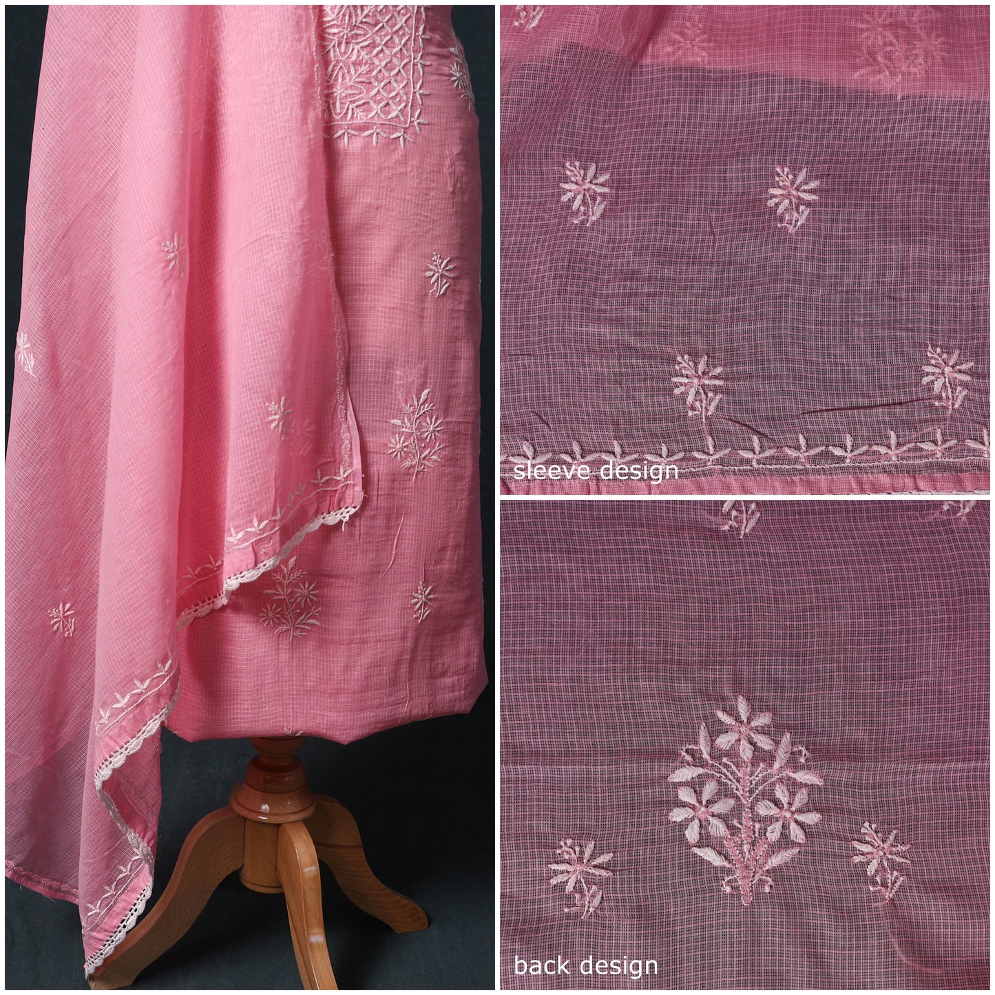 Lucknowi chikankari hand embroidered kota doria cotton 2pc