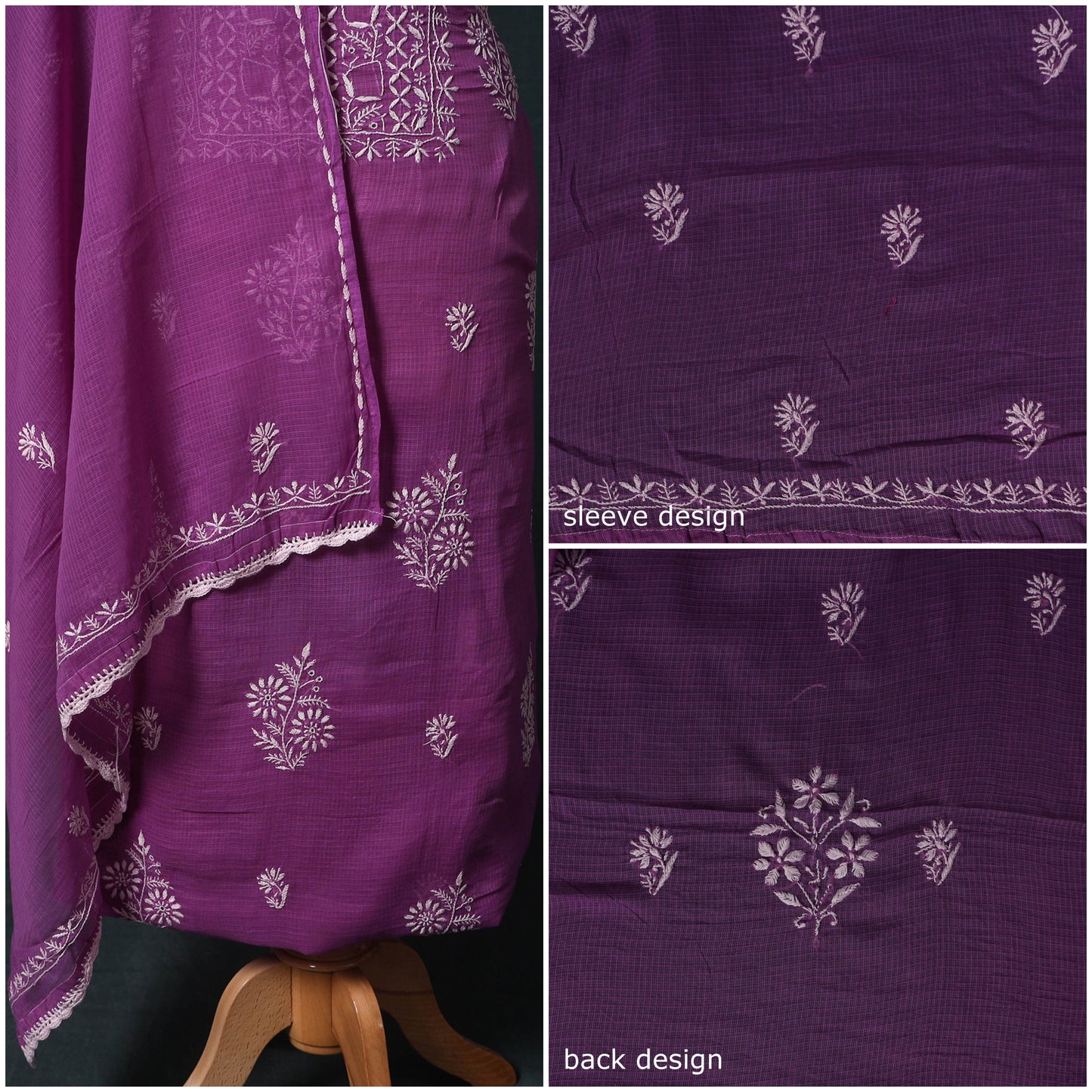 Lucknowi chikankari hand embroidered kota doria cotton 2pc