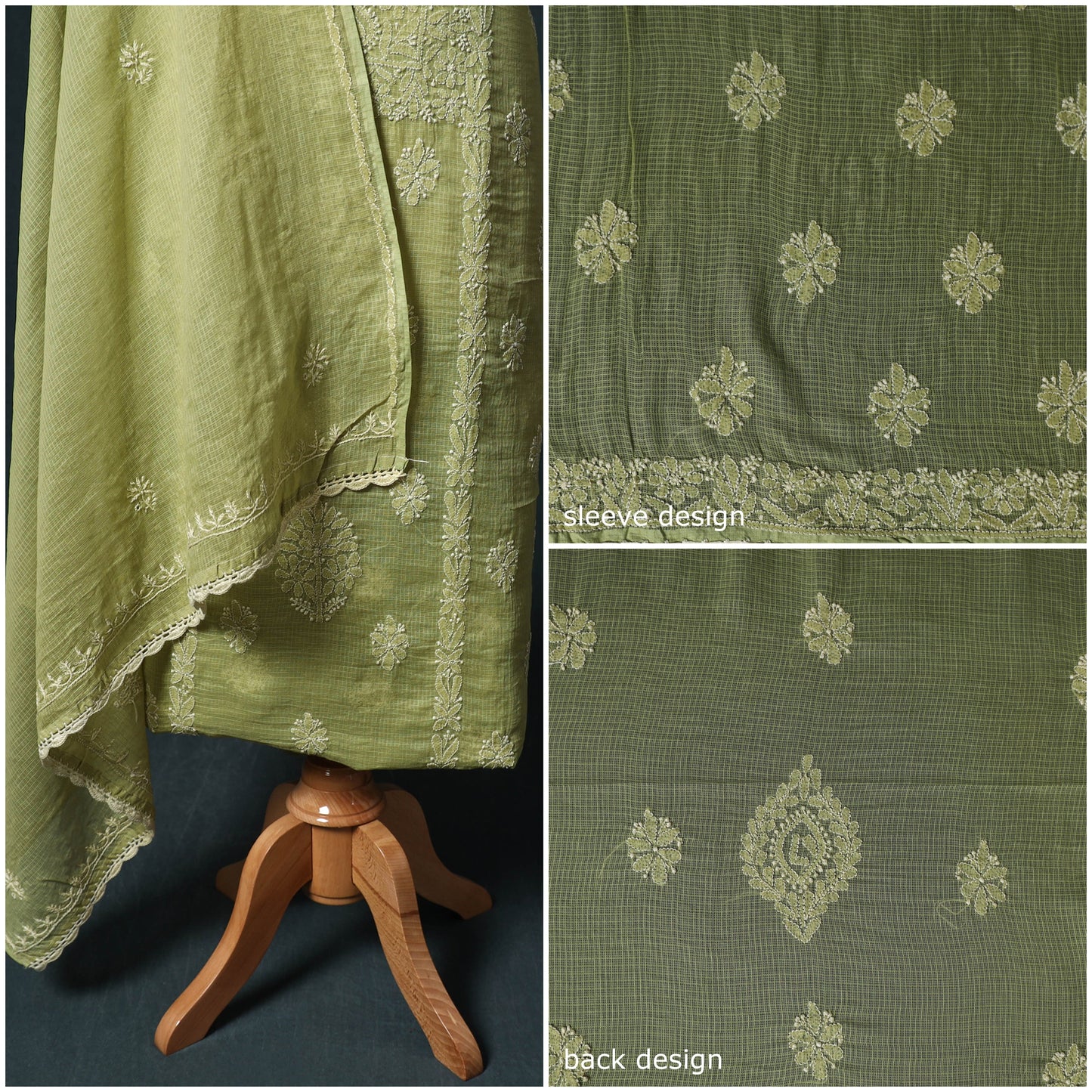 Lucknowi chikankari hand embroidered kota doria cotton 2pc