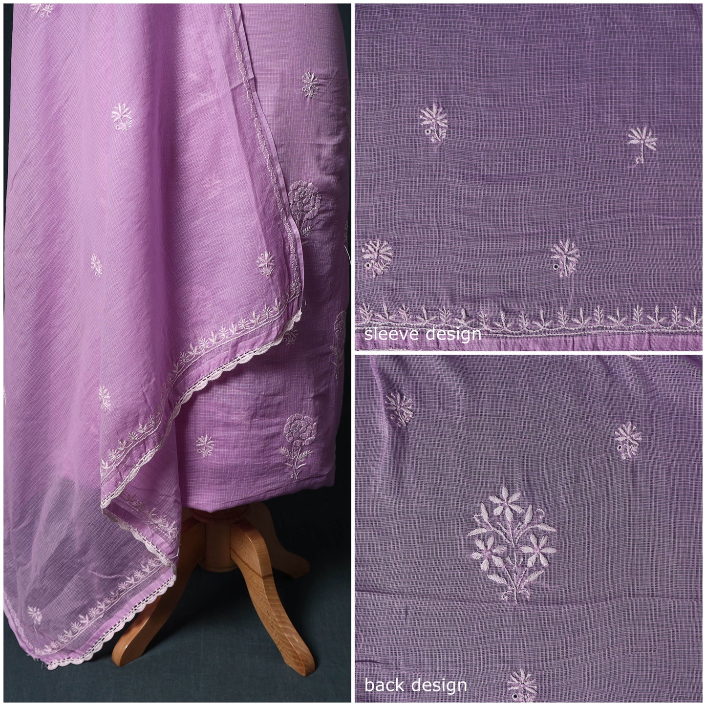 Lucknowi chikankari hand embroidered kota doria cotton 2pc