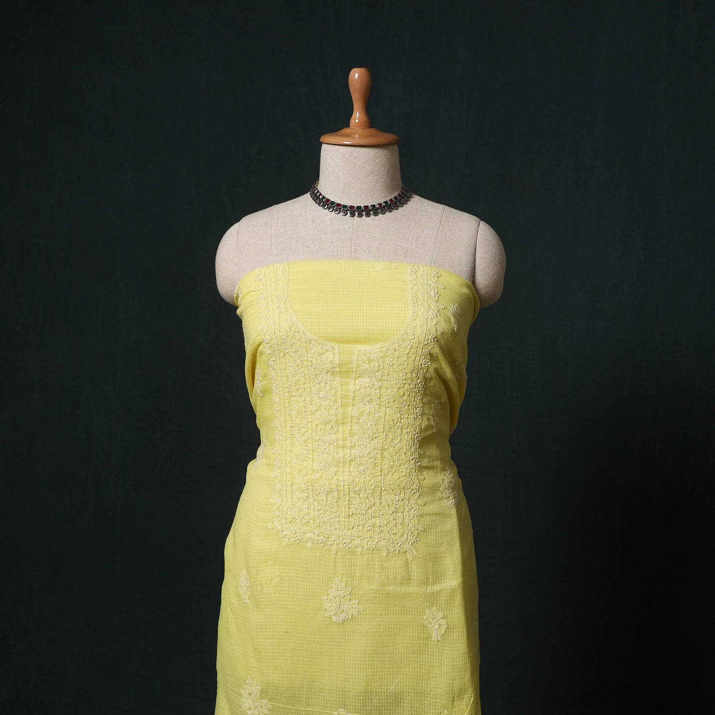 Lucknowi chikankari hand embroidered kota doria cotton 2pc