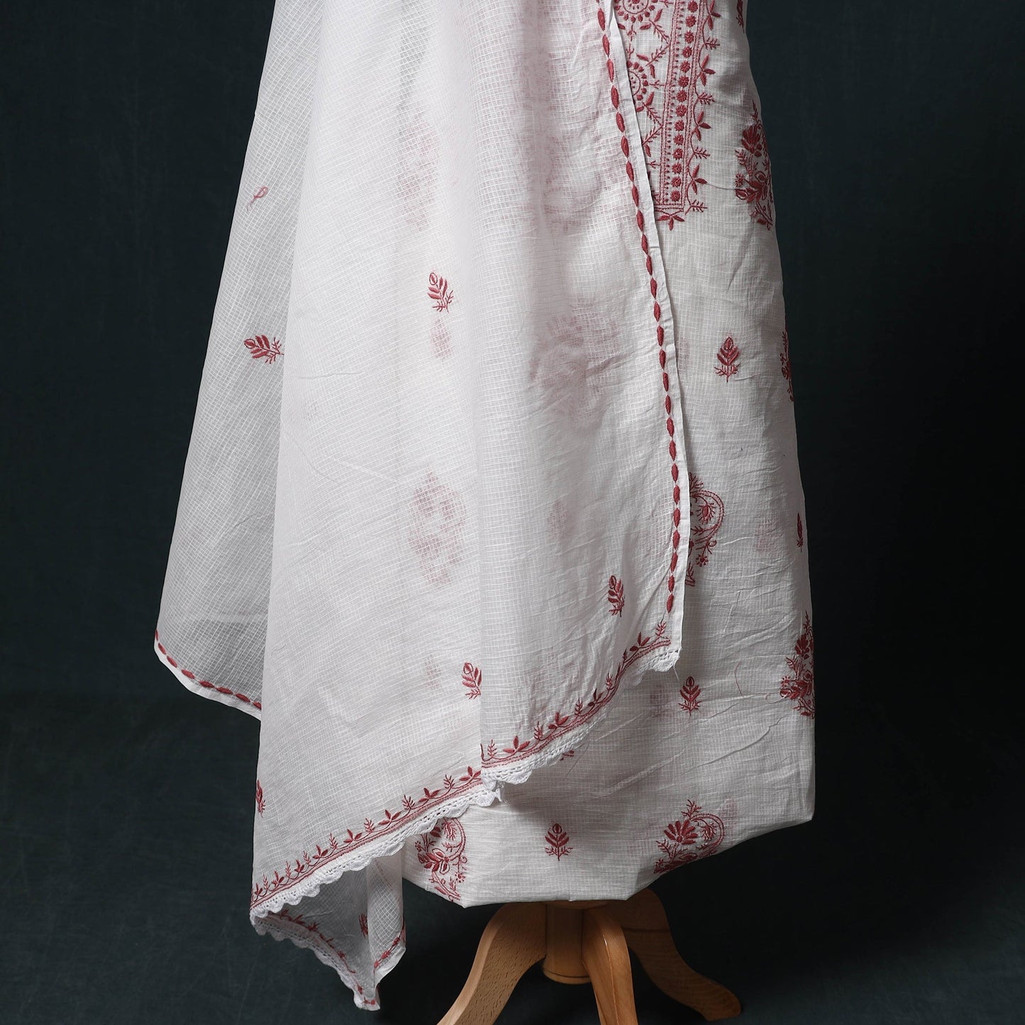 Lucknowi chikankari hand embroidered kota doria cotton 2pc