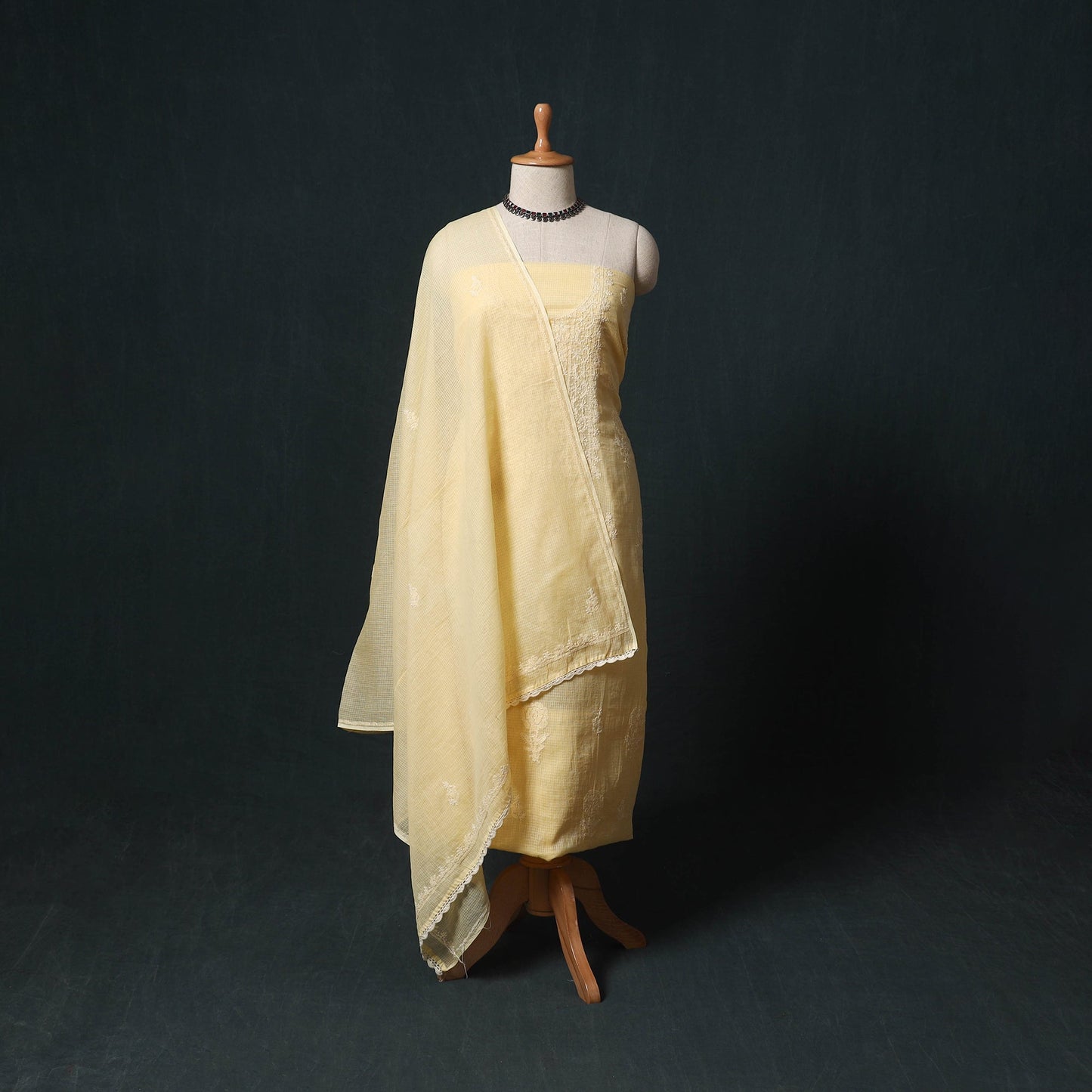 Lucknowi chikankari hand embroidered kota doria cotton 2pc