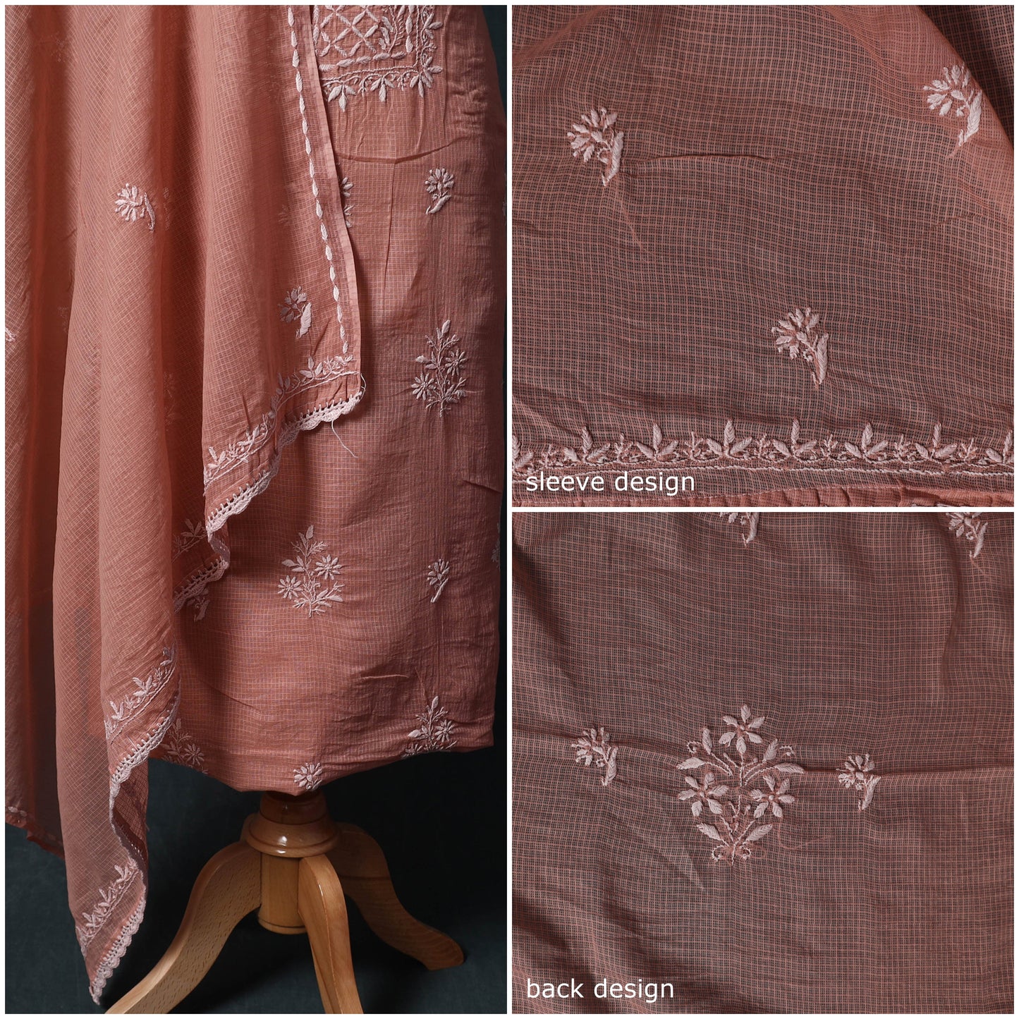 Lucknowi chikankari hand embroidered kota doria cotton 2pc