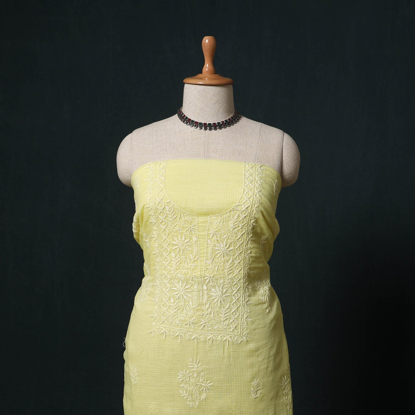 Lucknowi chikankari hand embroidered kota doria cotton 2pc