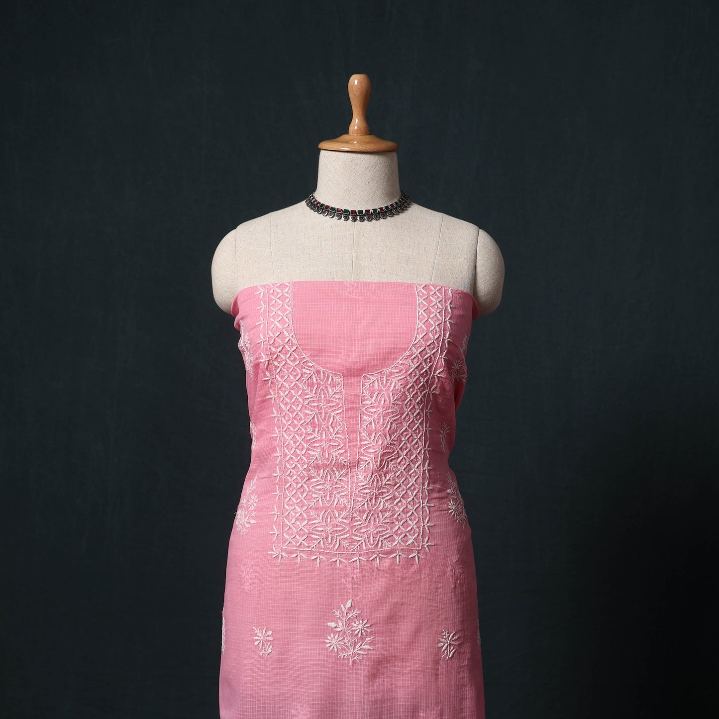 Lucknowi chikankari hand embroidered kota doria cotton 2pc