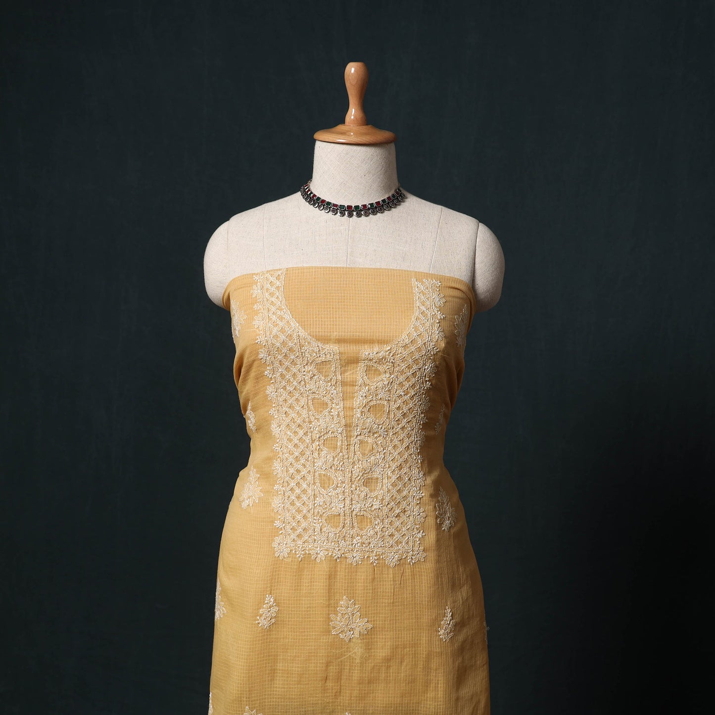 Lucknowi chikankari hand embroidered kota doria cotton 2pc