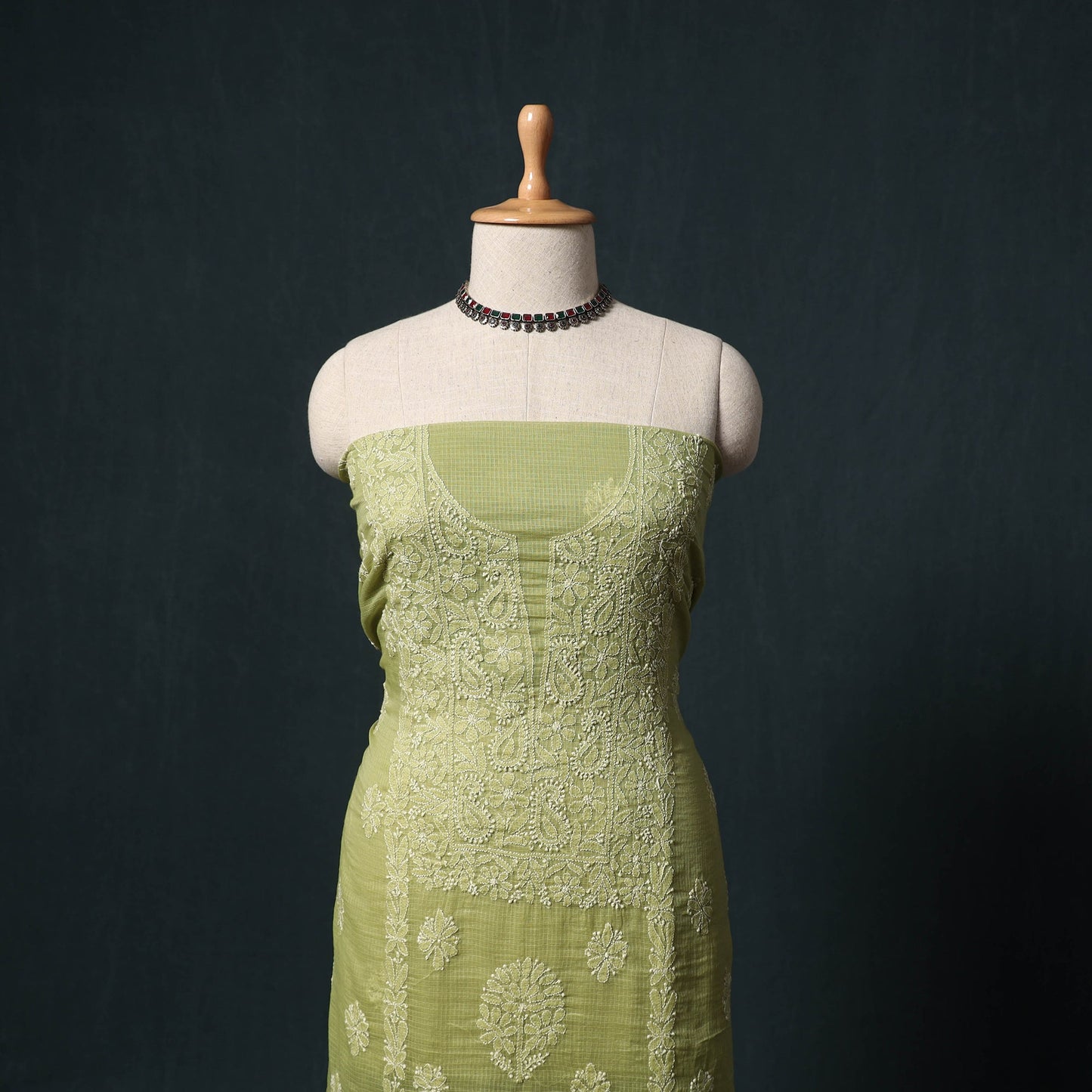 Lucknowi chikankari hand embroidered kota doria cotton 2pc