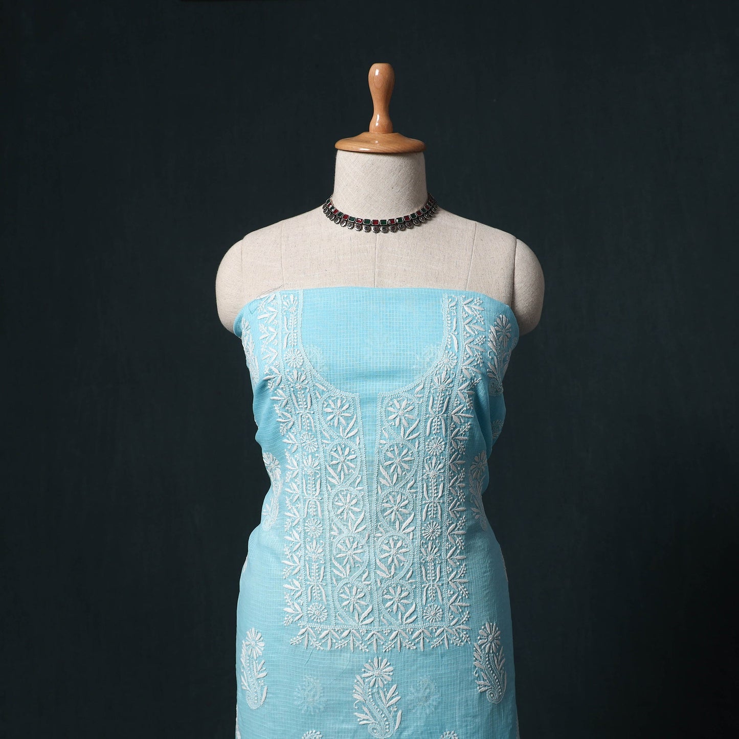 Lucknowi chikankari hand embroidered kota doria cotton 2pc