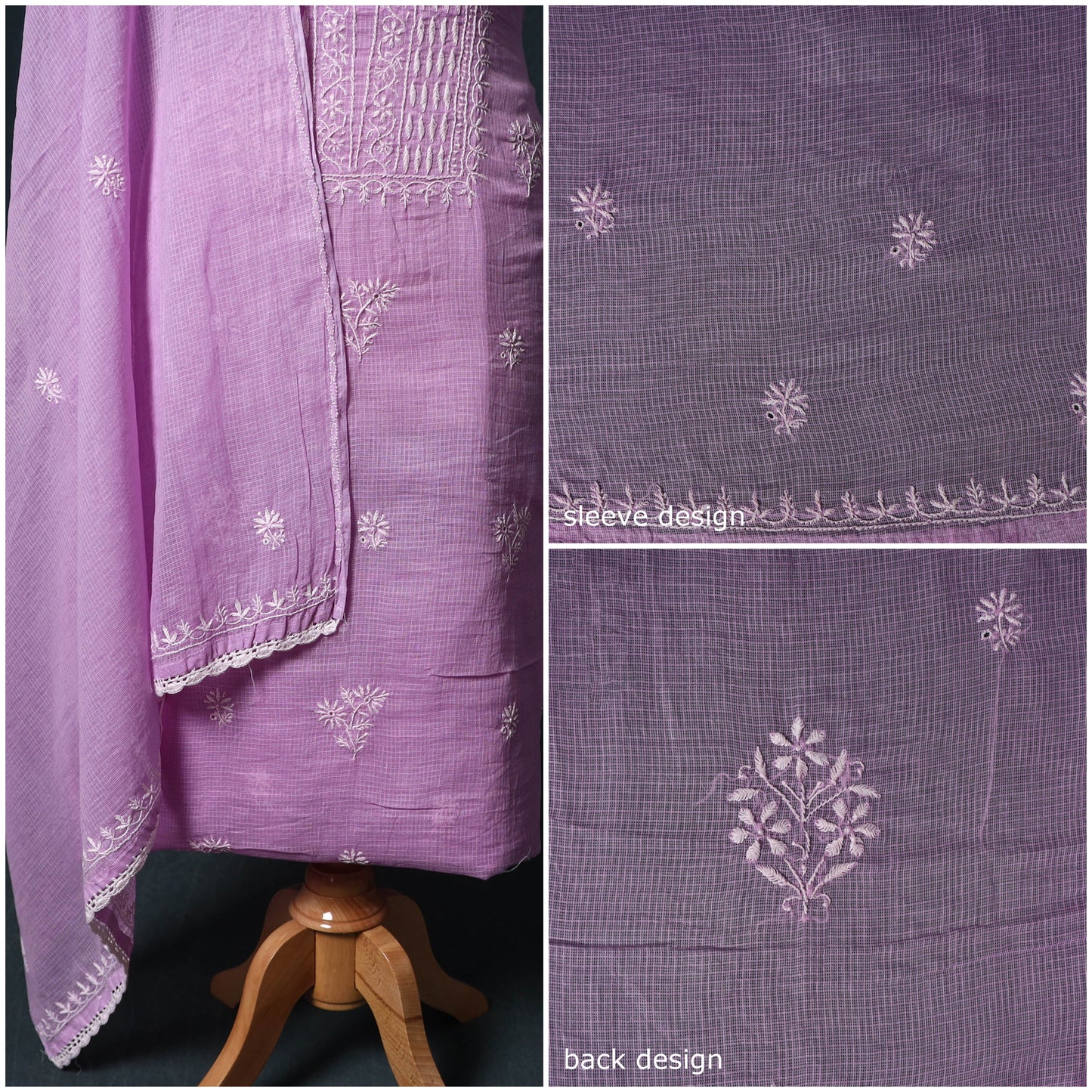 Lucknowi chikankari hand embroidered kota doria cotton 2pc