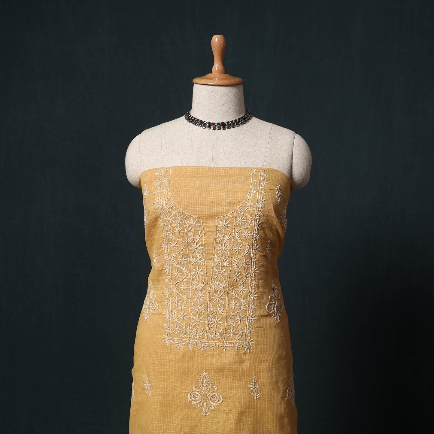 Lucknowi chikankari hand embroidered kota doria cotton 2pc