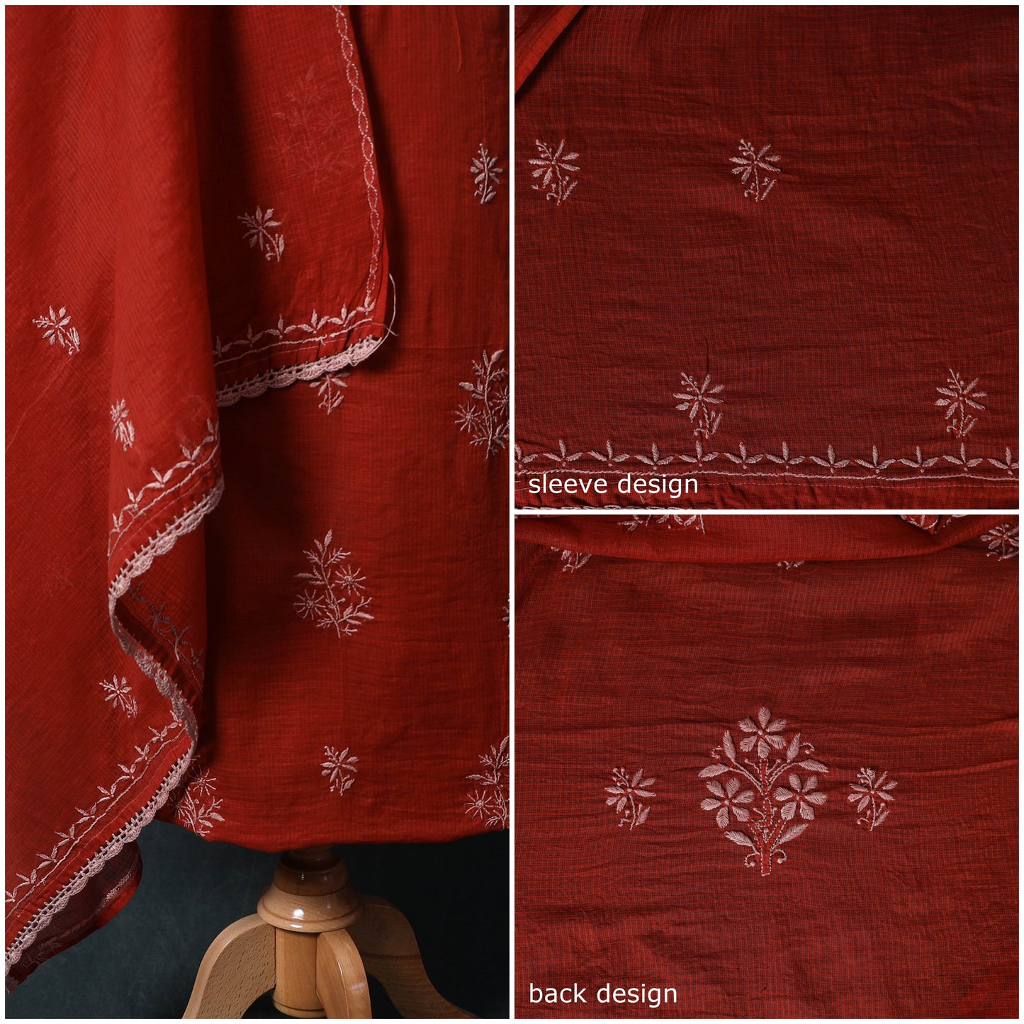 Lucknowi chikankari hand embroidered kota doria cotton 2pc