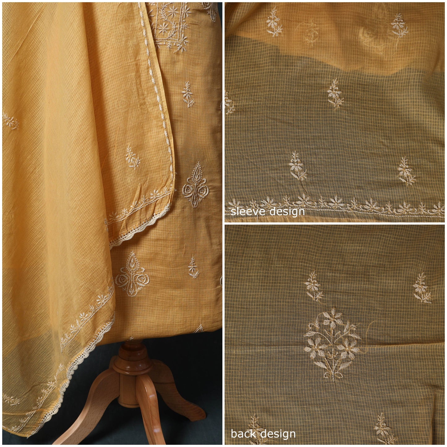 Lucknowi chikankari hand embroidered kota doria cotton 2pc
