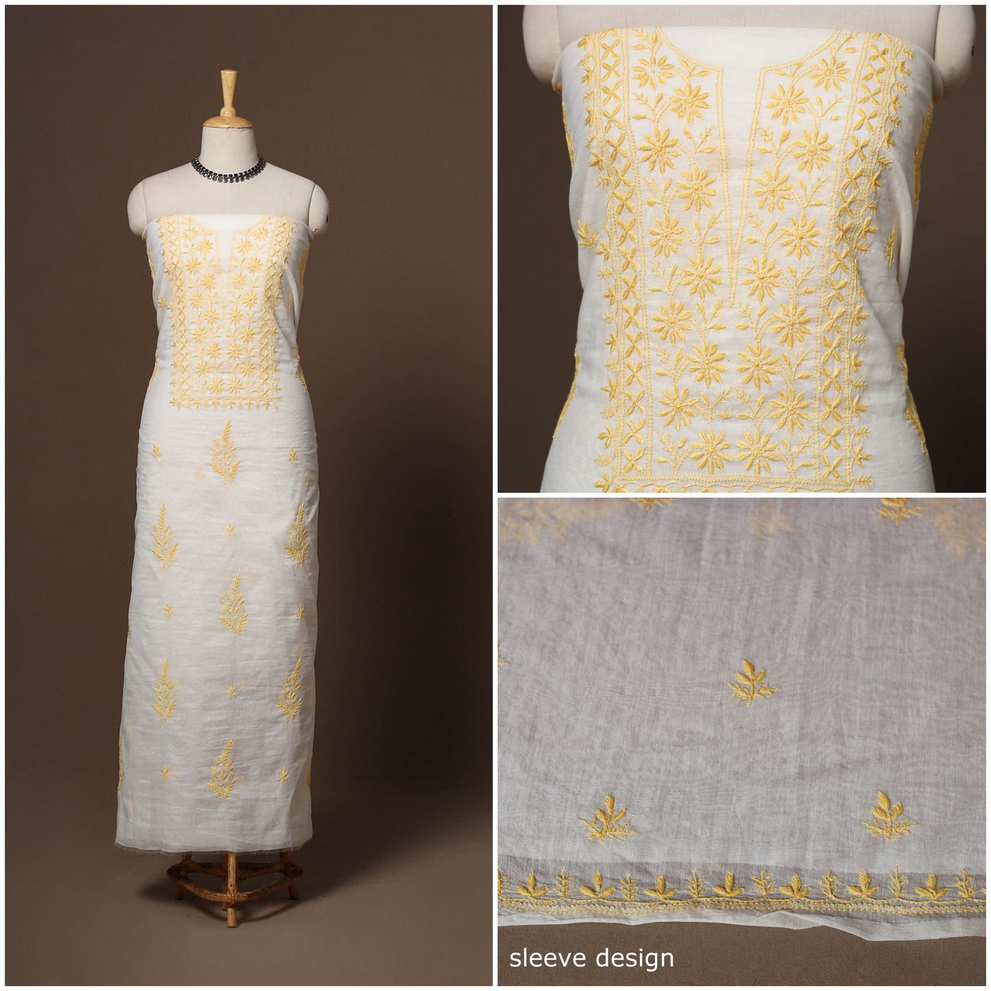 Lucknowi chikankari hand embroidered mul chanderi 2pc