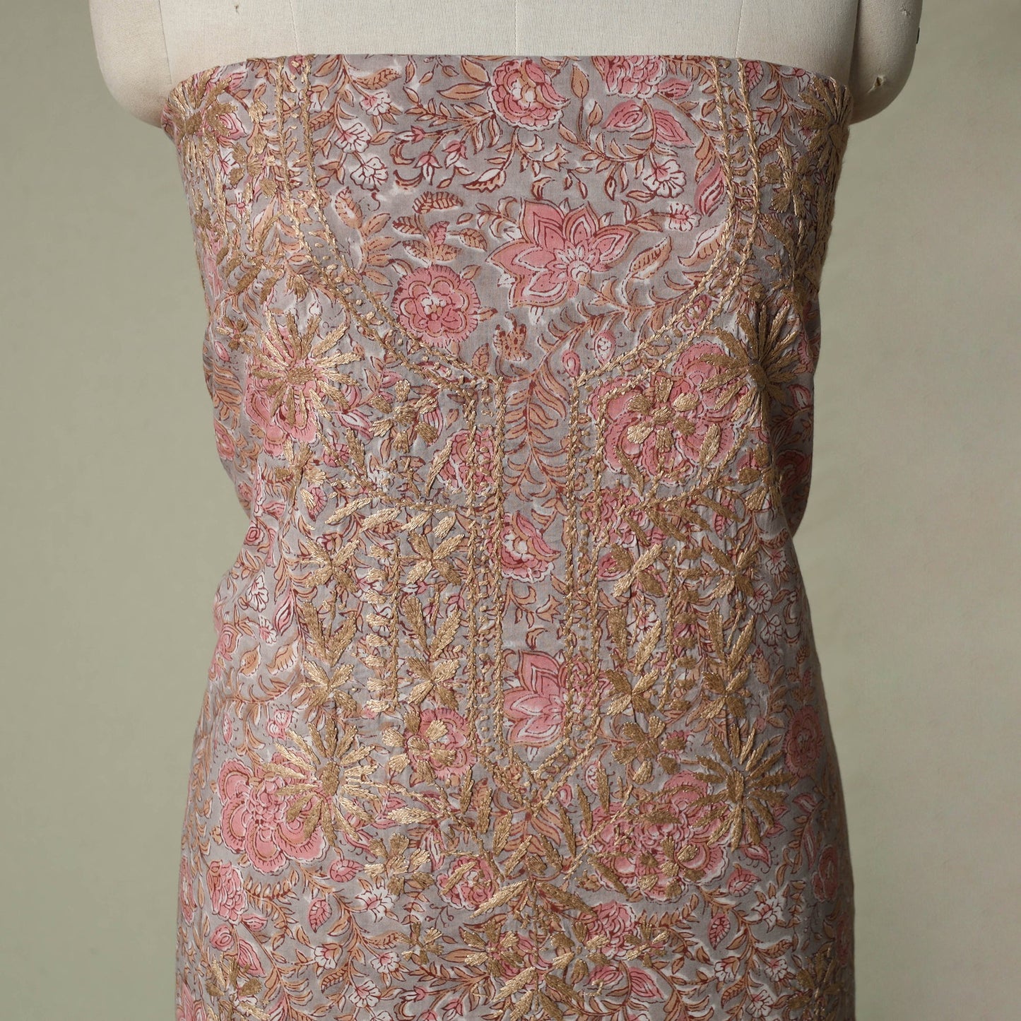 Lucknowi chikankari hand embroidery sanganeri unstitched