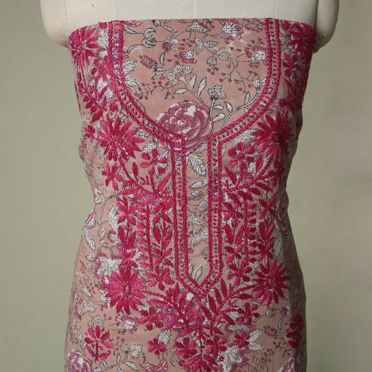 Lucknowi chikankari hand embroidery sanganeri unstitched
