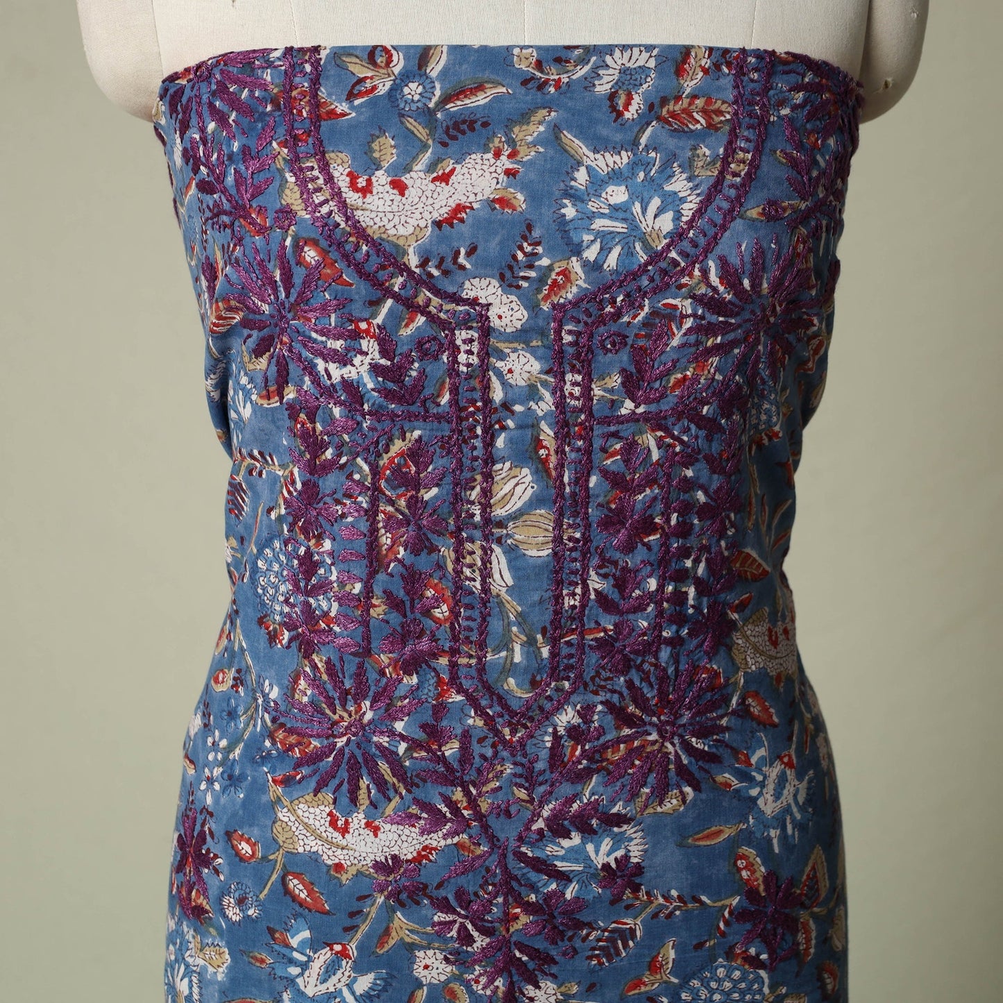 Lucknowi chikankari hand embroidery sanganeri unstitched