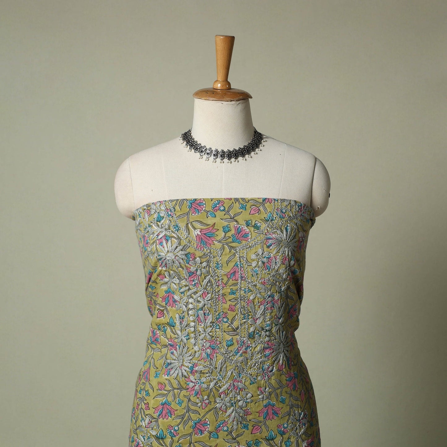 Lucknowi chikankari hand embroidery sanganeri unstitched