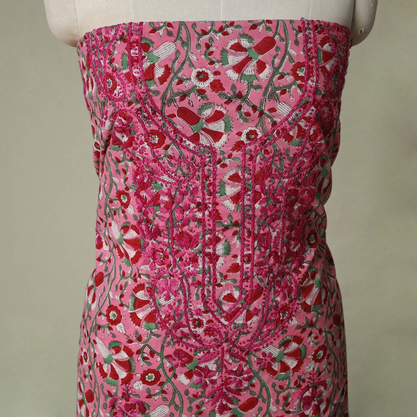 Lucknowi chikankari hand embroidery sanganeri unstitched
