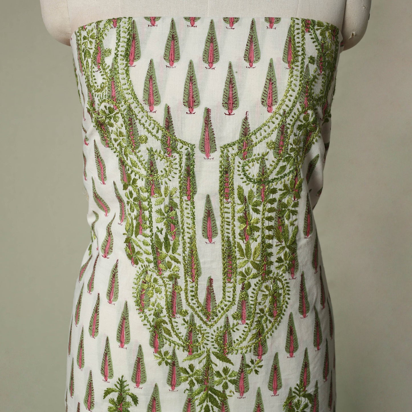 Lucknowi chikankari hand embroidery sanganeri unstitched