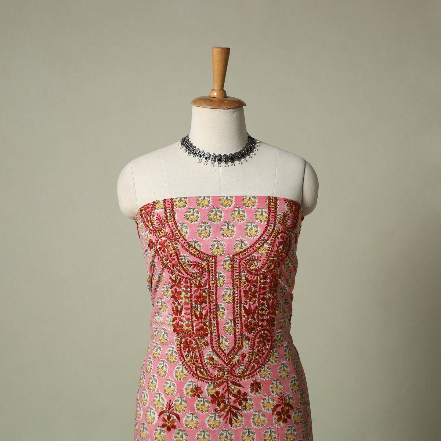 Lucknowi chikankari hand embroidery sanganeri unstitched