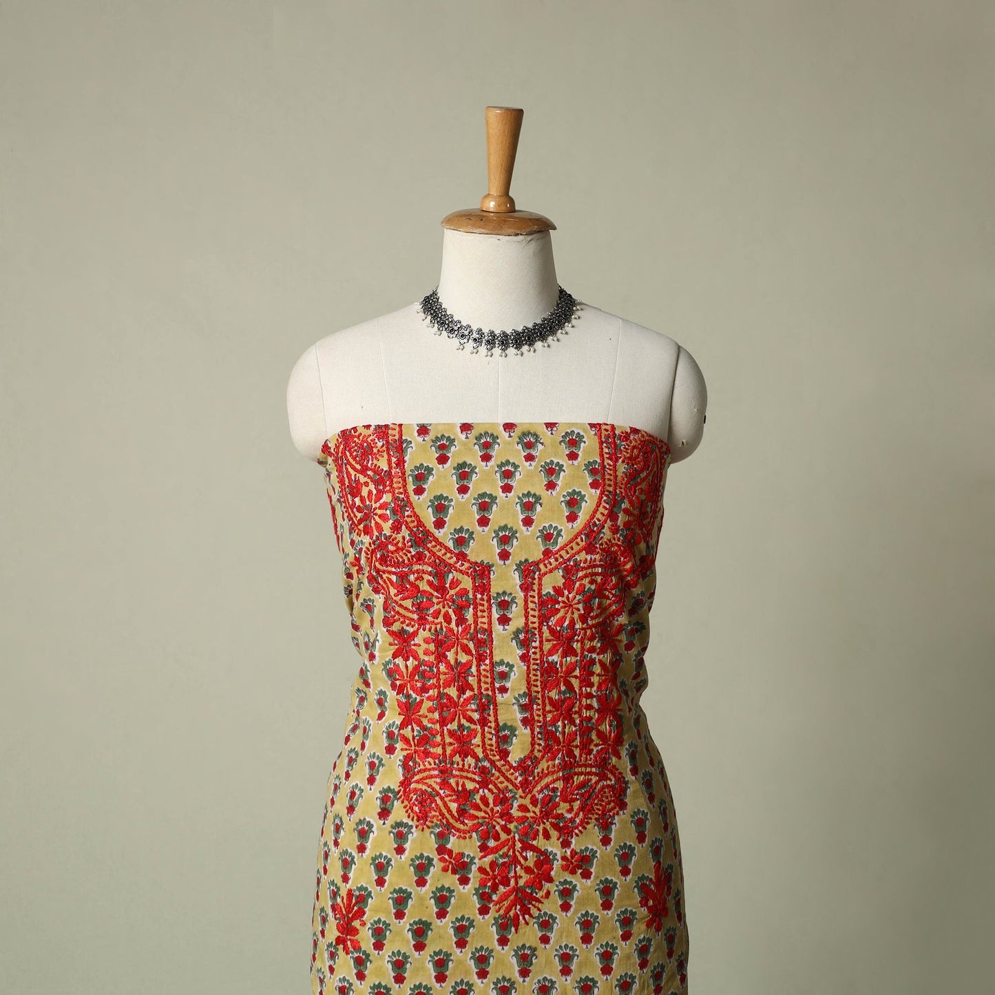 Lucknowi chikankari hand embroidery sanganeri unstitched