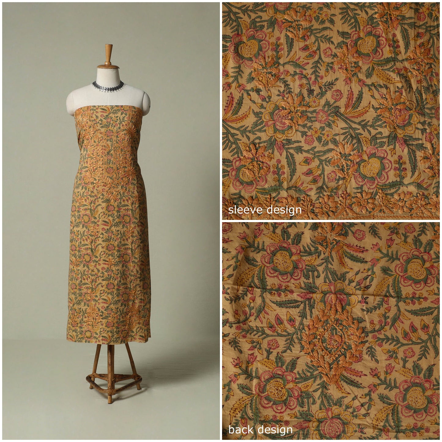 Lucknowi chikankari hand embroidery sanganeri unstitched