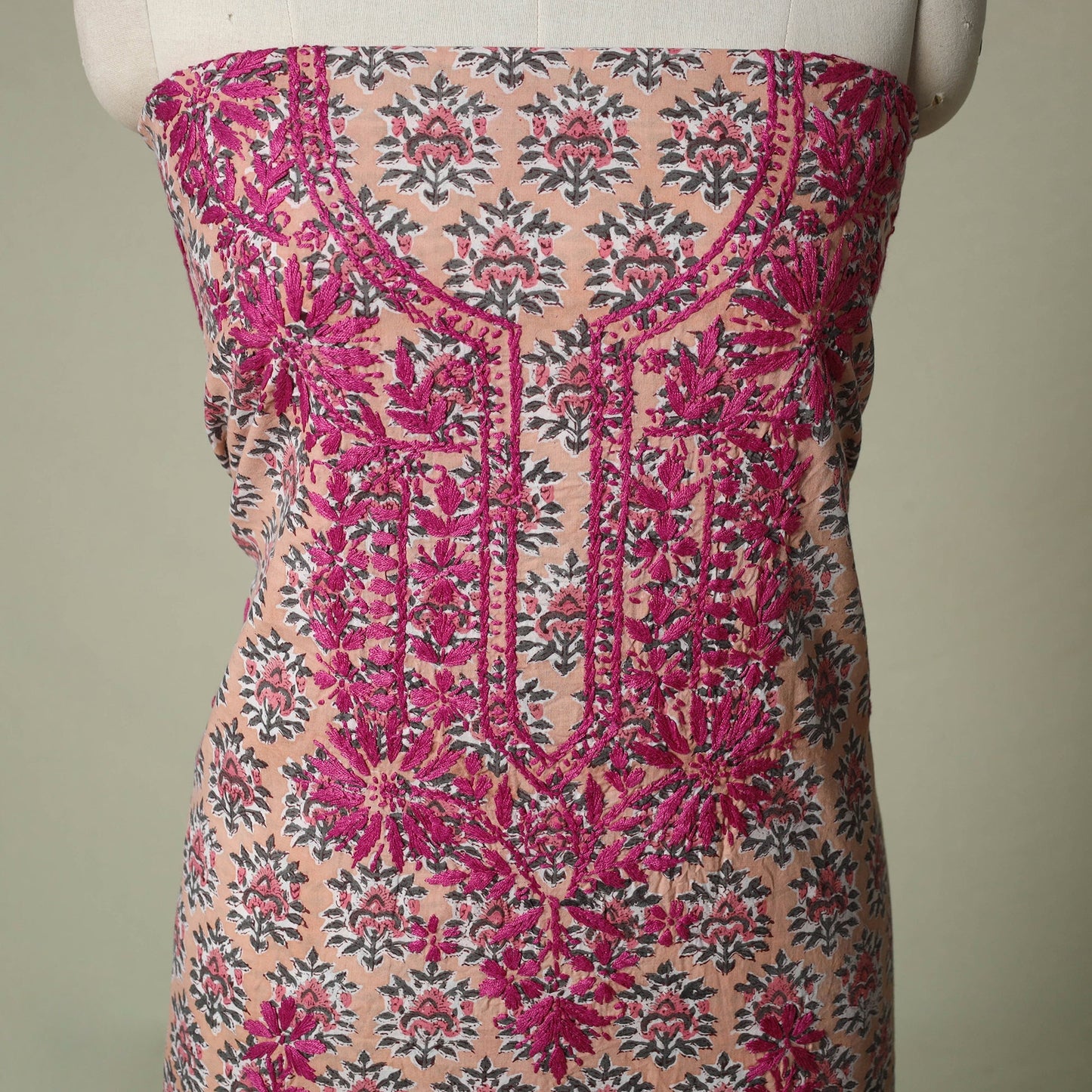 Lucknowi chikankari hand embroidery sanganeri unstitched