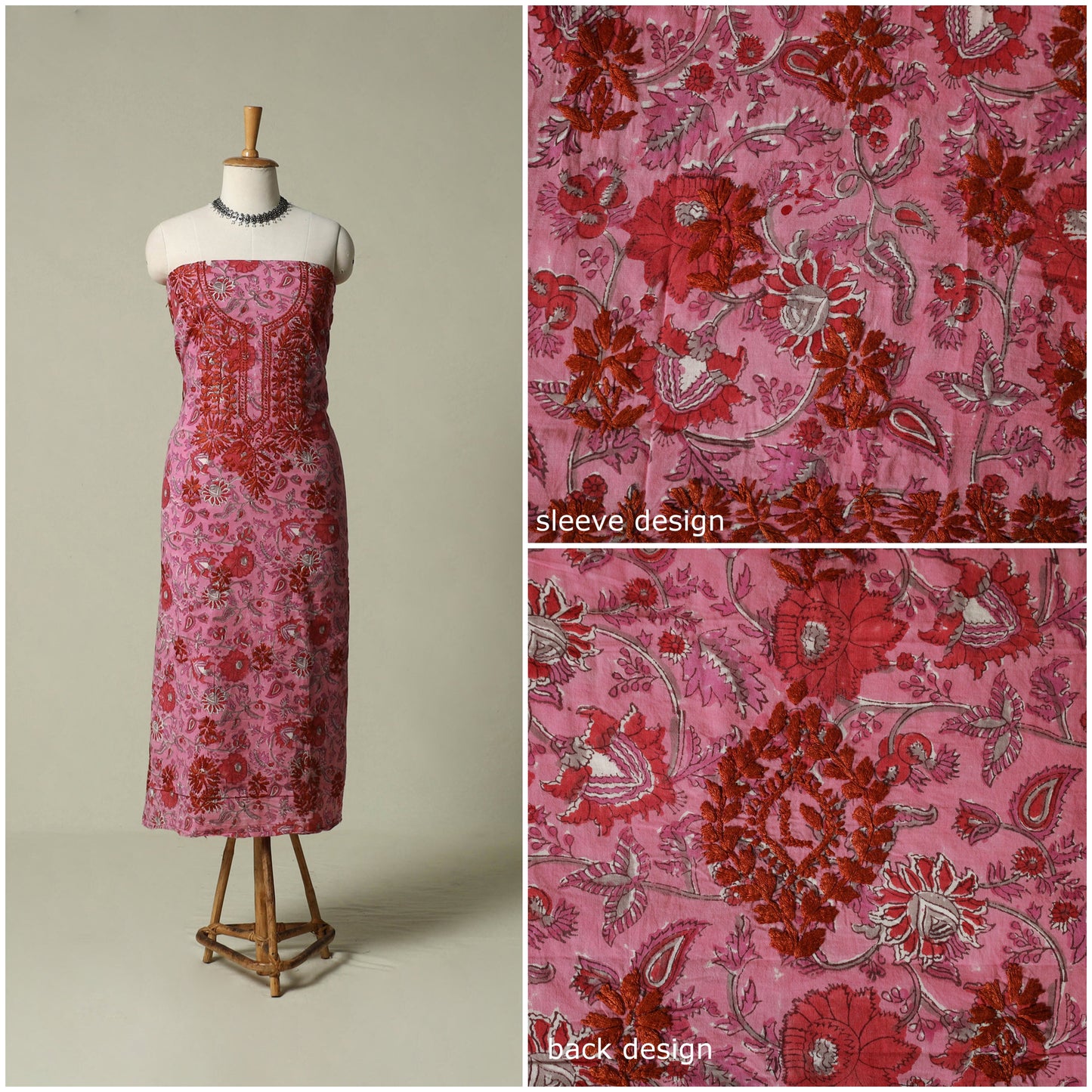 Lucknowi chikankari hand embroidery sanganeri unstitched