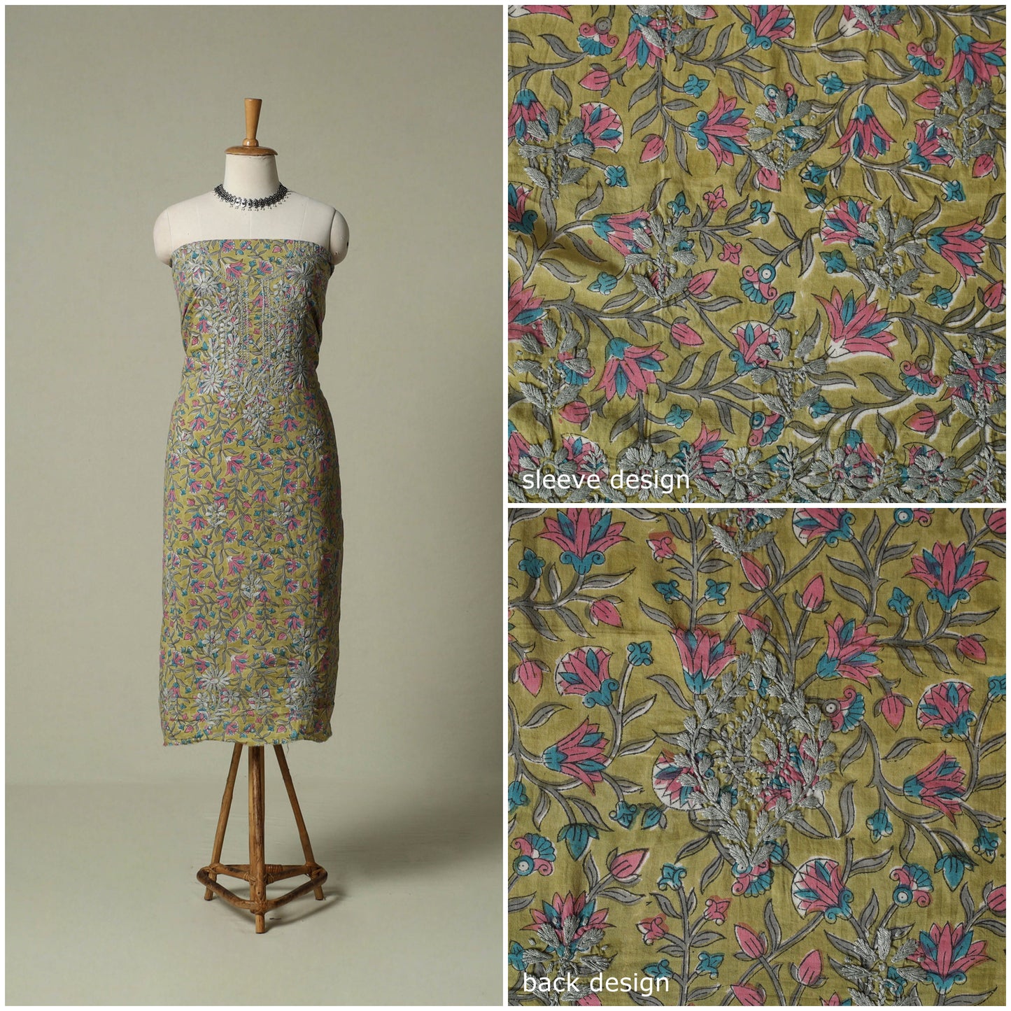 Lucknowi chikankari hand embroidery sanganeri unstitched