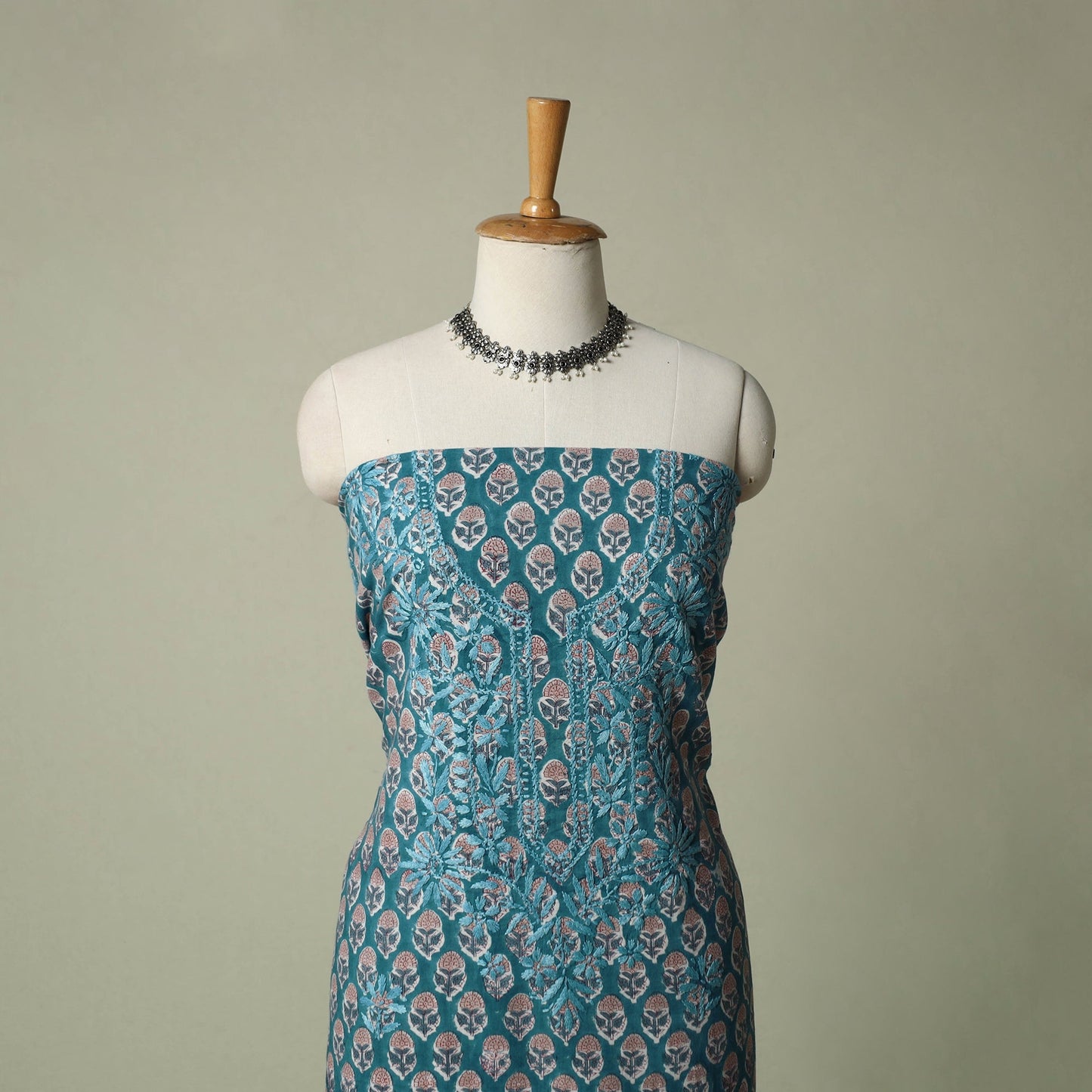 Lucknowi chikankari hand embroidery sanganeri unstitched