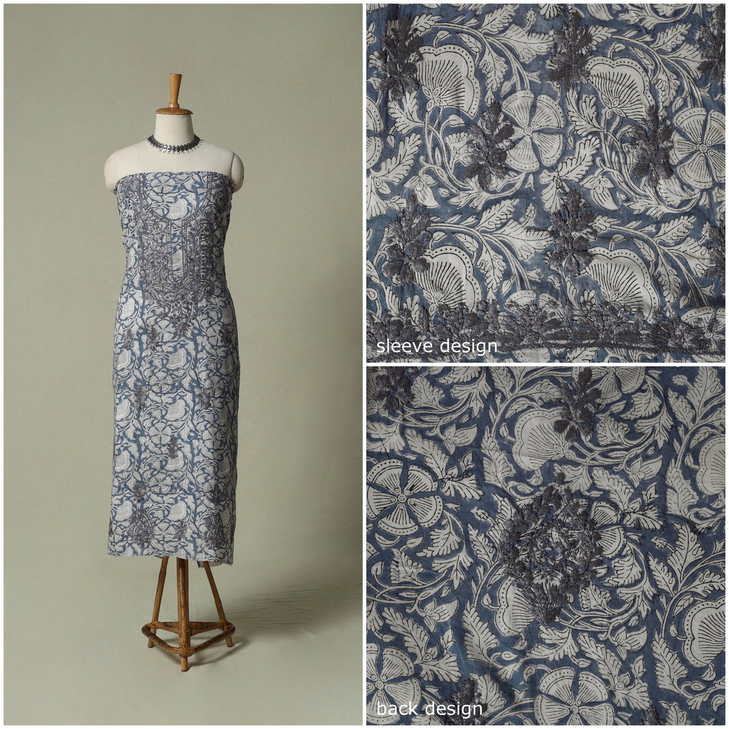 Lucknowi chikankari hand embroidery sanganeri unstitched