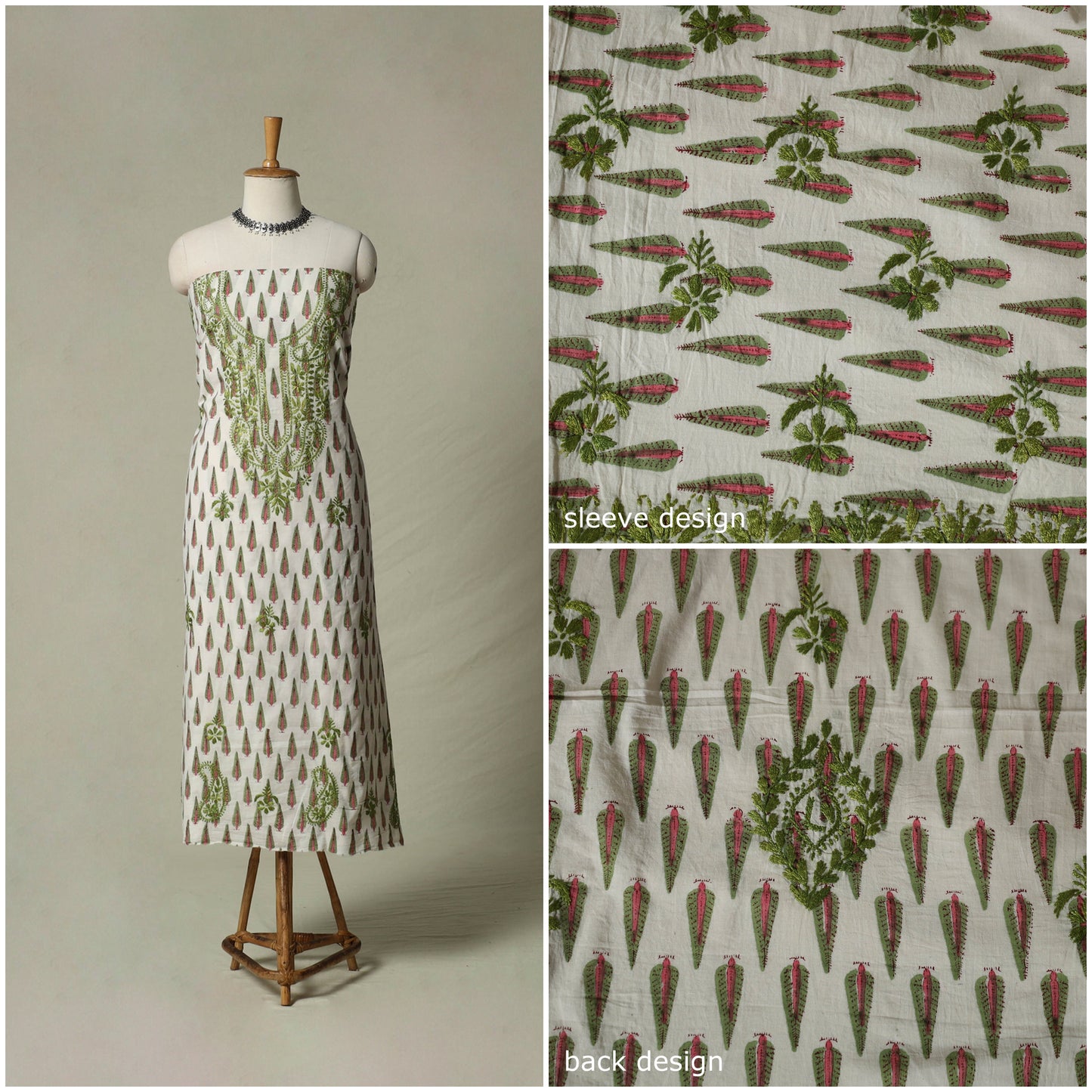 Lucknowi chikankari hand embroidery sanganeri unstitched
