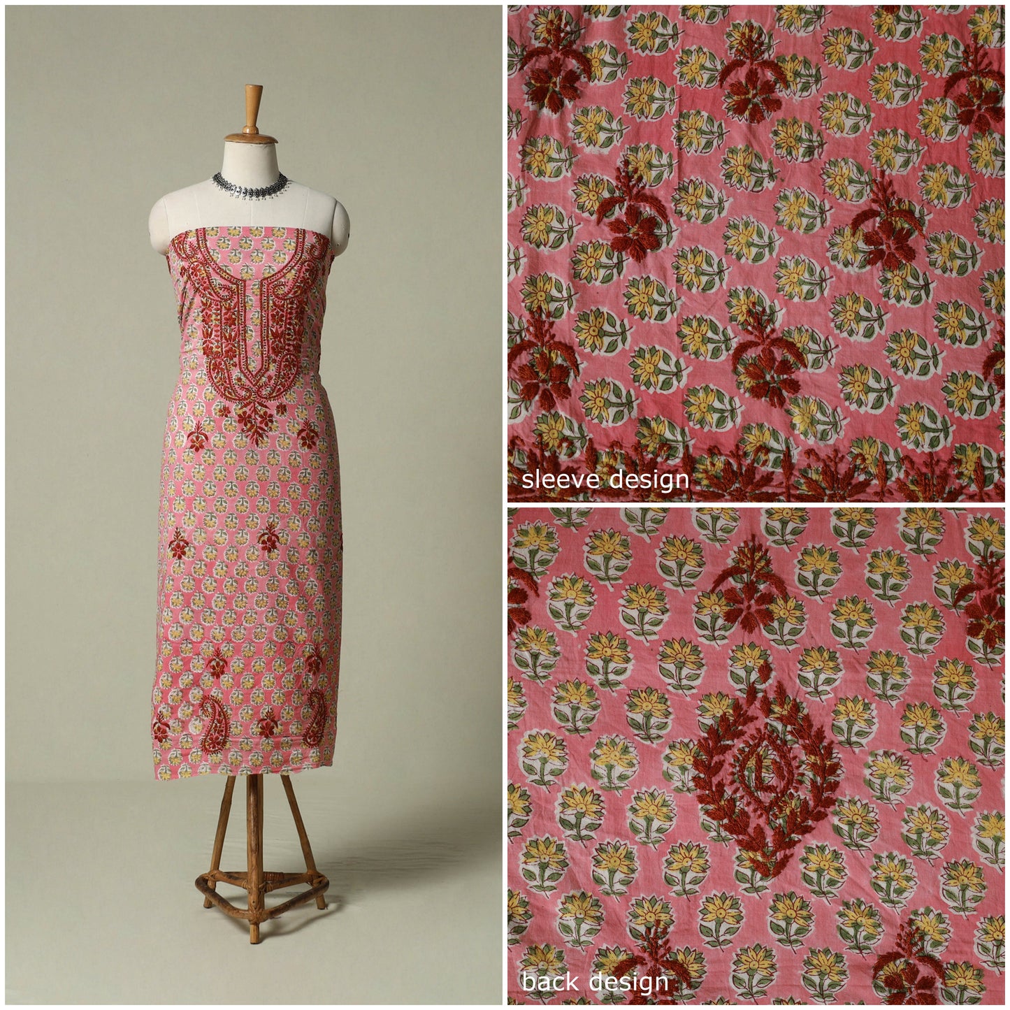 Lucknowi chikankari hand embroidery sanganeri unstitched