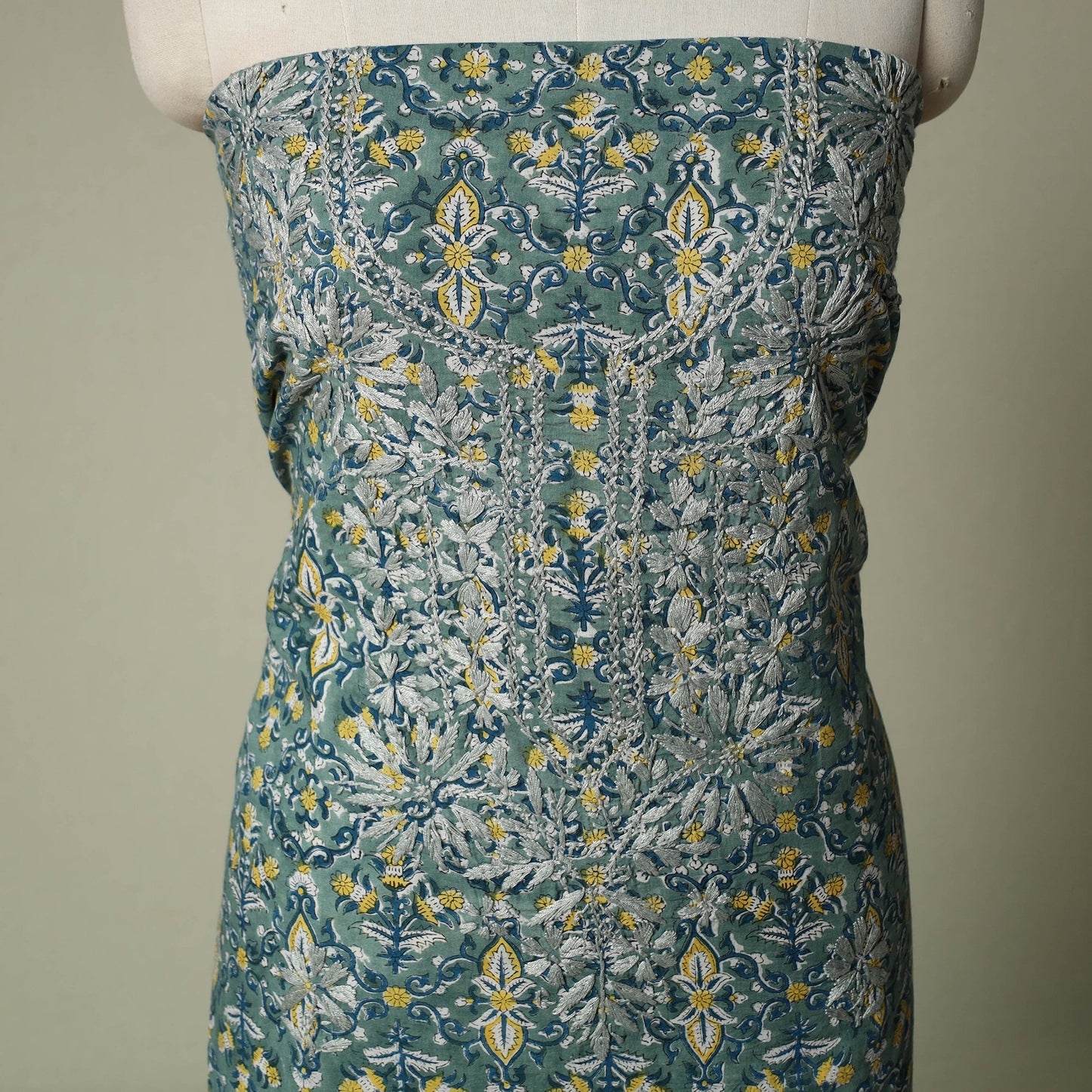 Lucknowi chikankari hand embroidery sanganeri unstitched