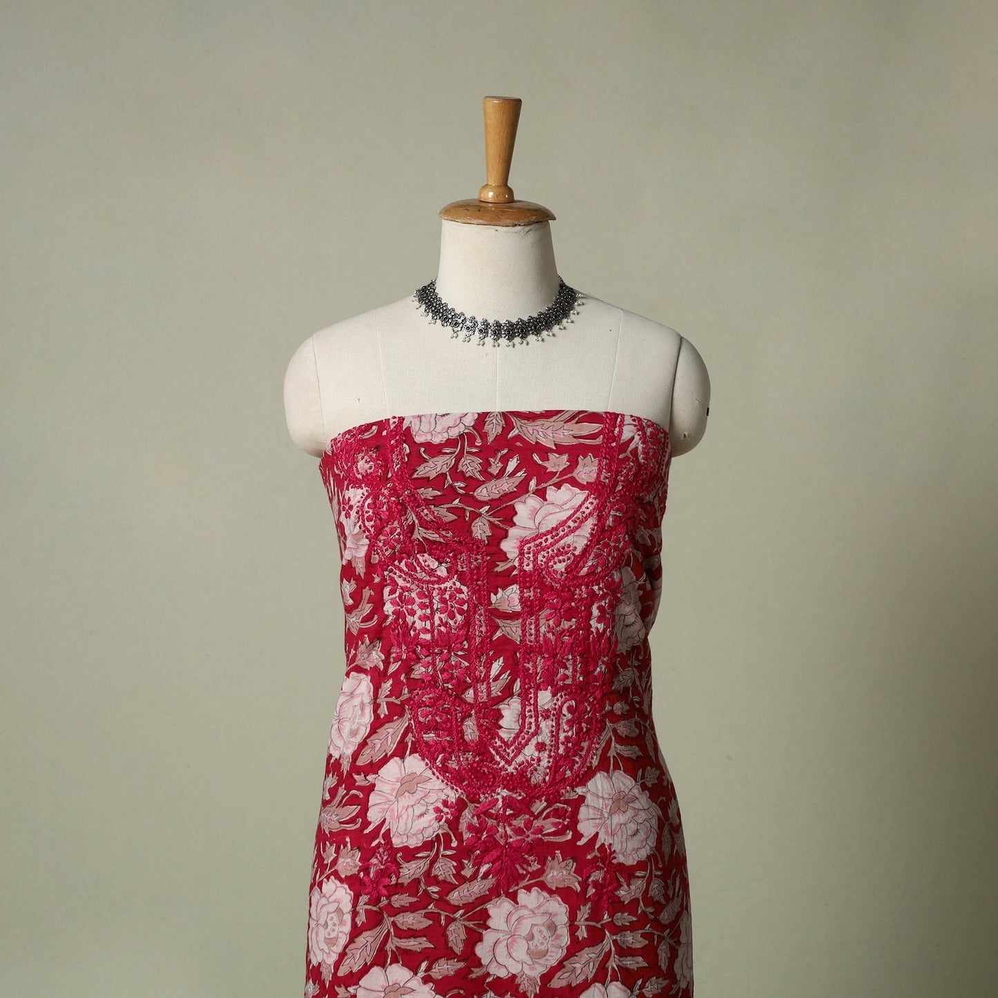 Lucknowi chikankari hand embroidery sanganeri unstitched