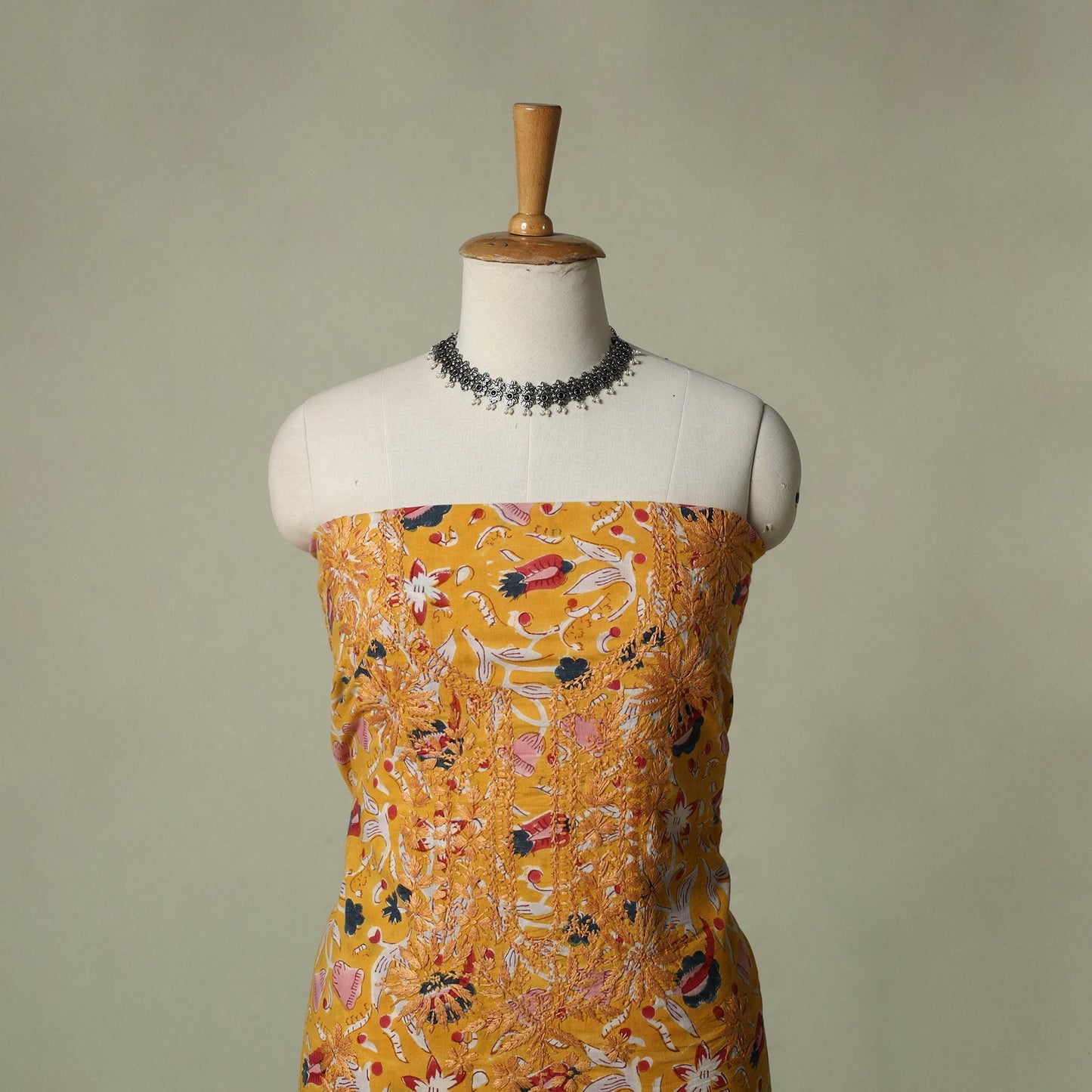 Lucknowi chikankari hand embroidery sanganeri unstitched