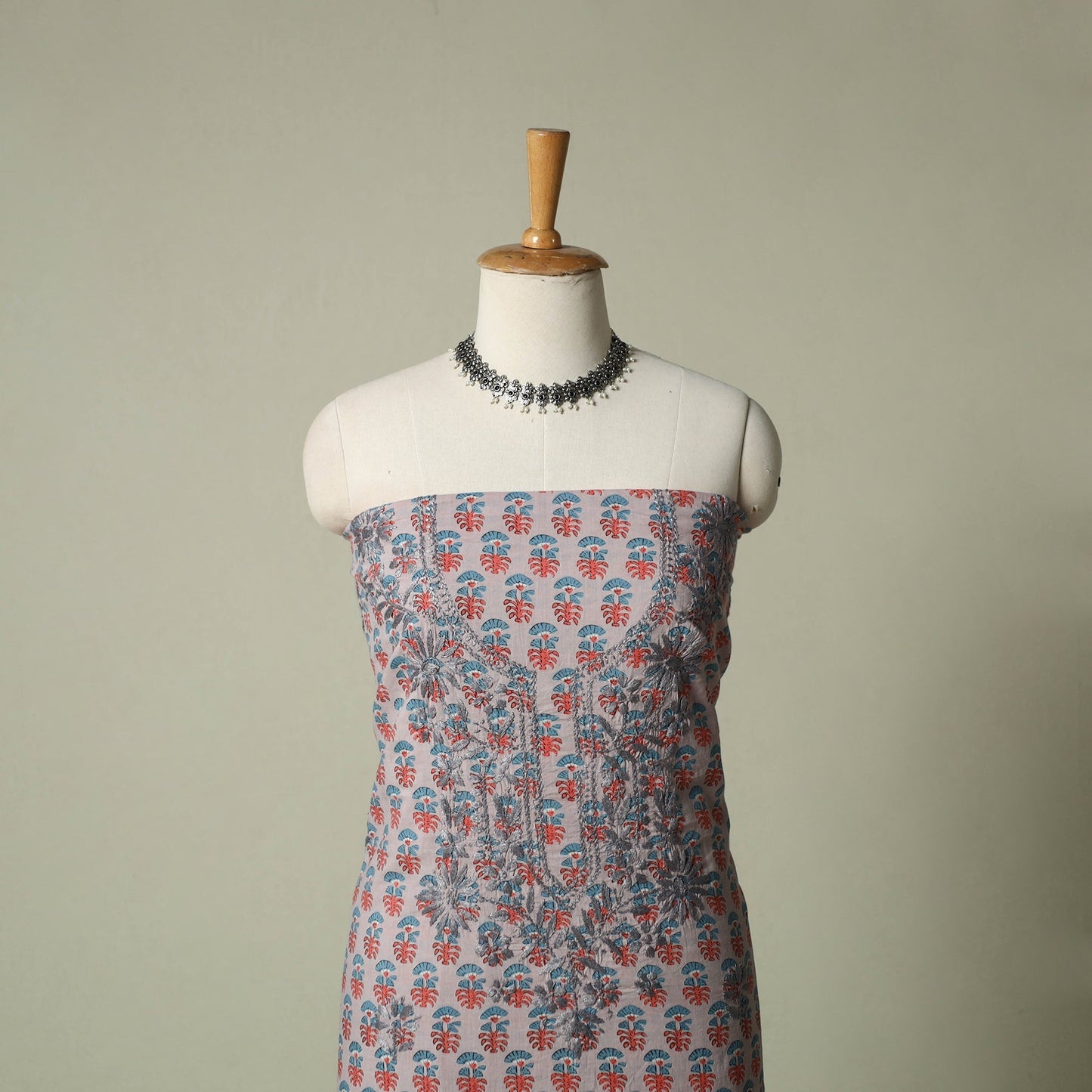 Lucknowi chikankari hand embroidery sanganeri unstitched