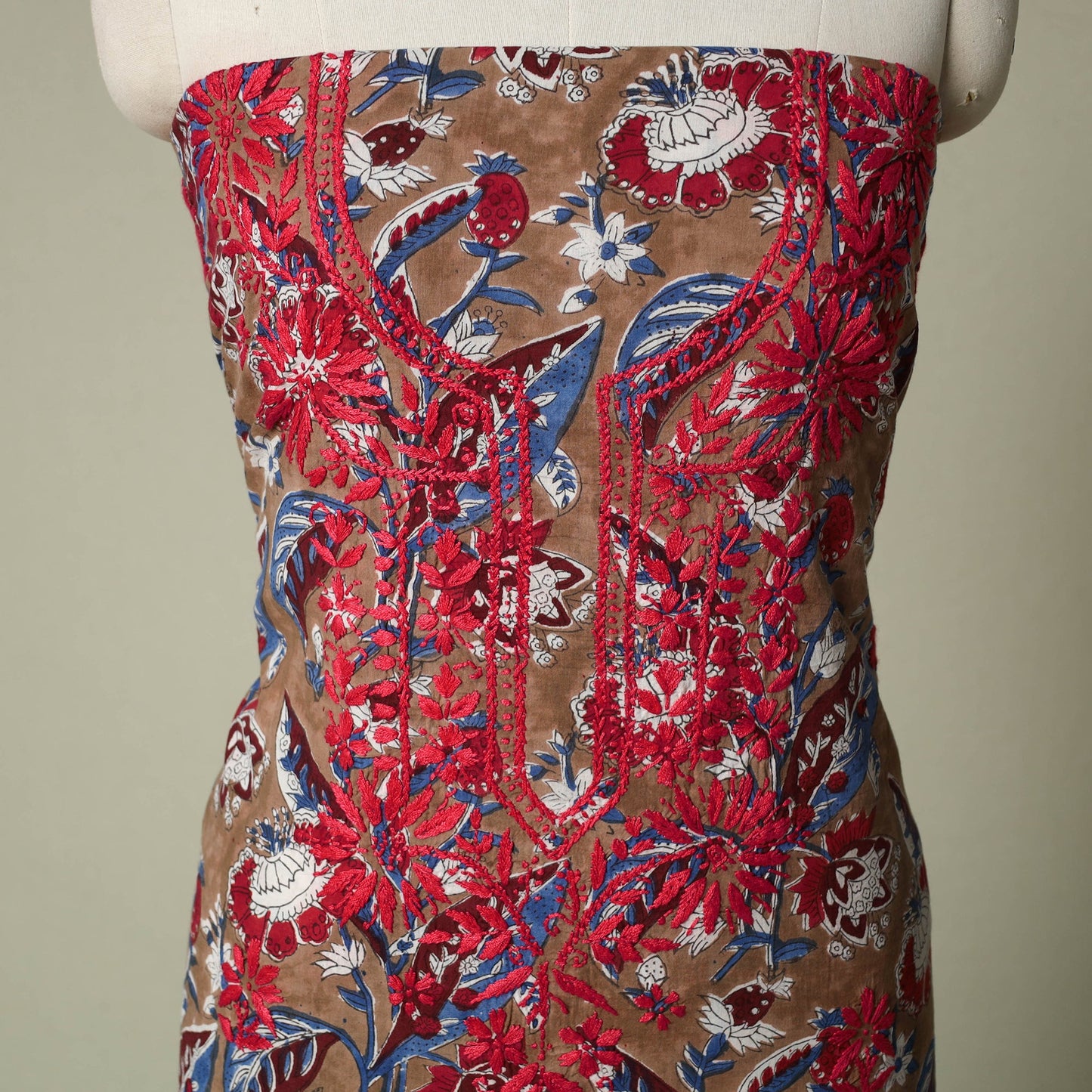 Lucknowi chikankari hand embroidery sanganeri unstitched