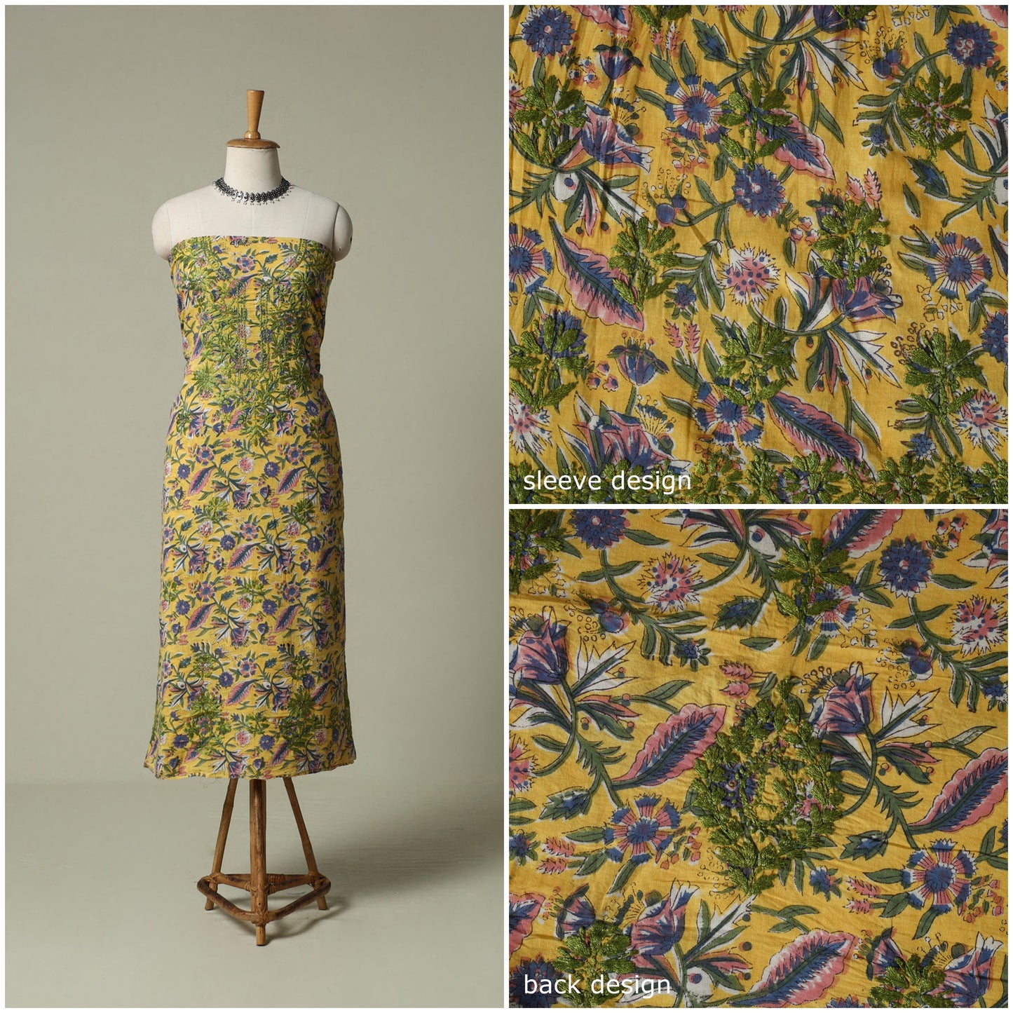 Lucknowi chikankari hand embroidery sanganeri unstitched