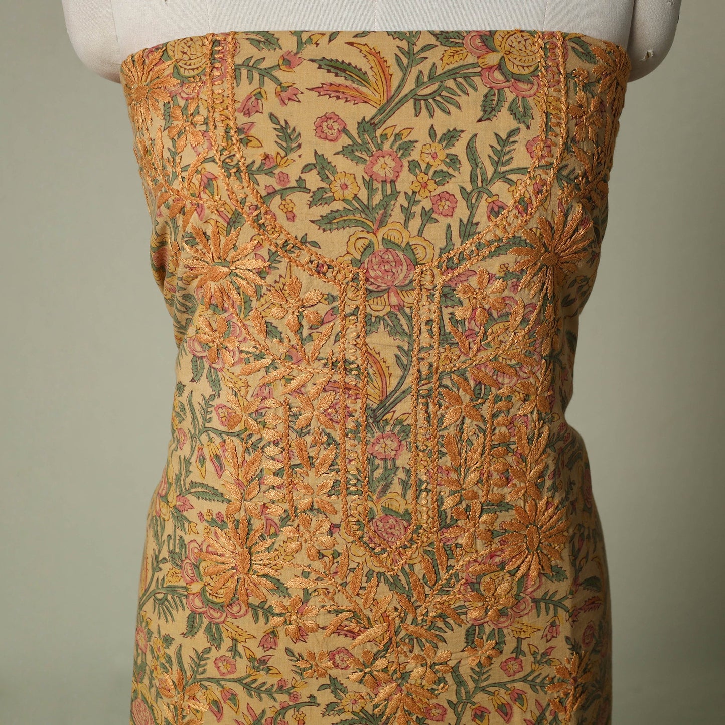 Lucknowi chikankari hand embroidery sanganeri unstitched